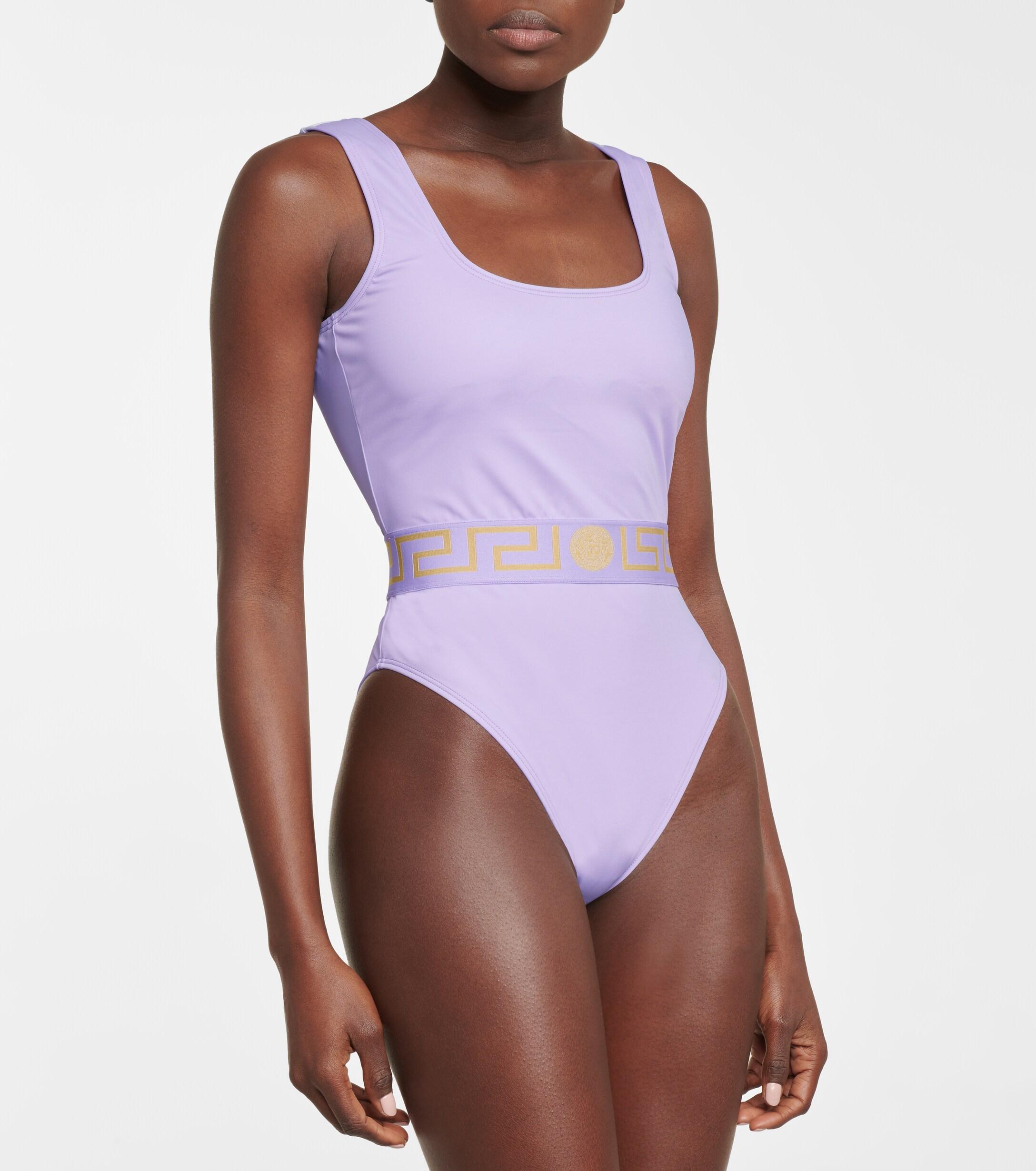 Versace Synthetic Greca Swimsuit in Purple - Lyst