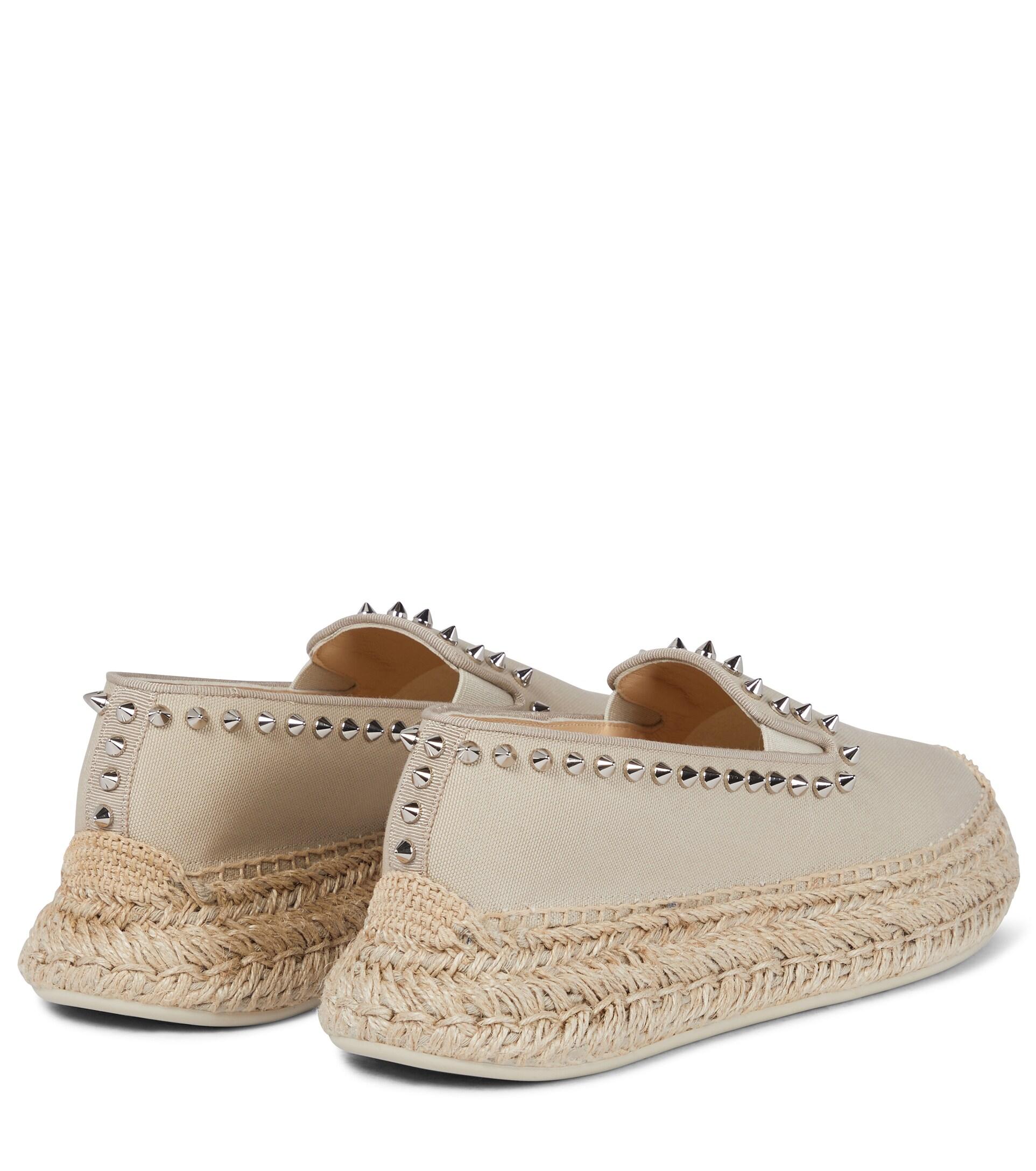 Christian Louboutin Espaboat Studded Canvas Espadrilles in Natural | Lyst
