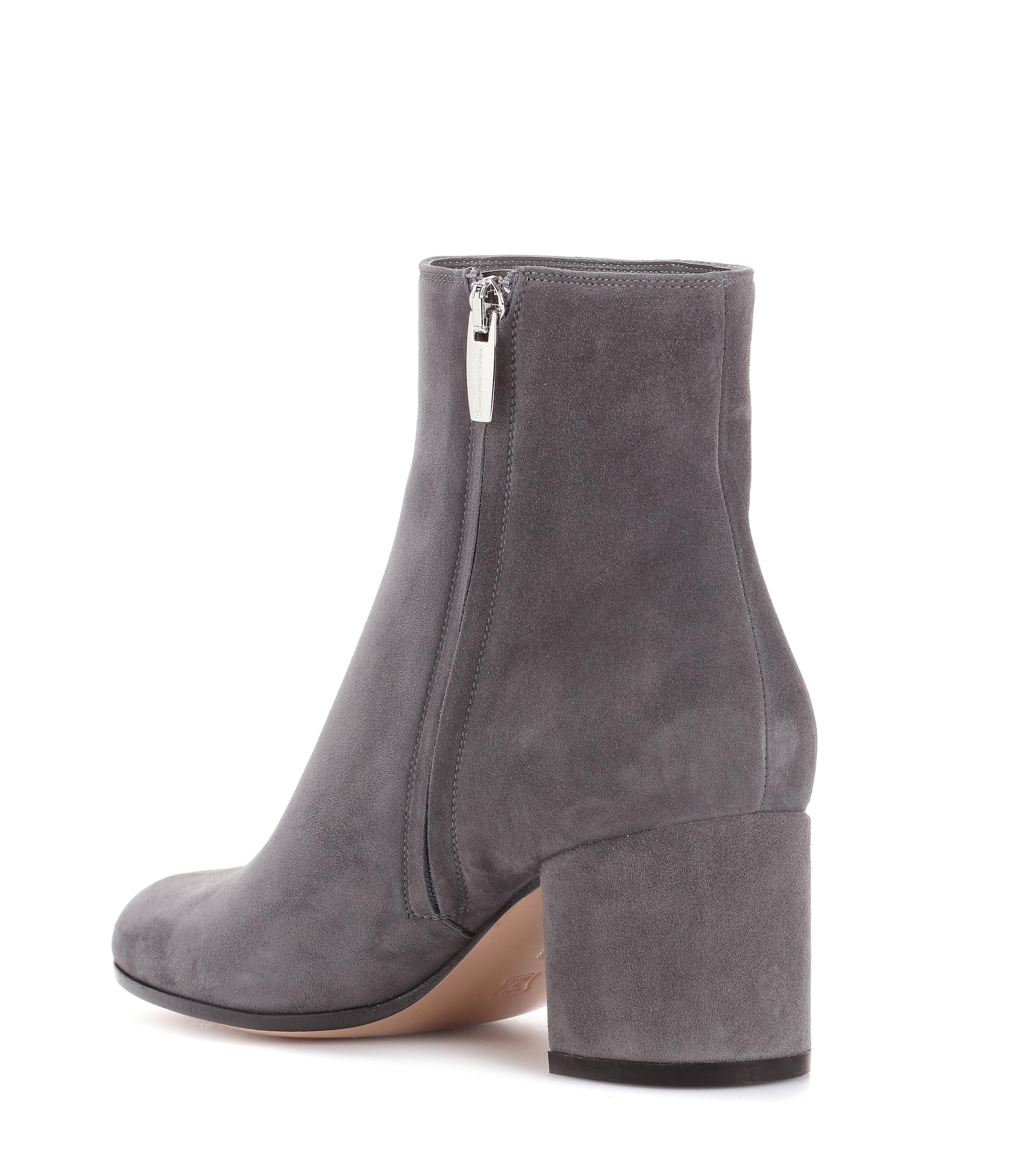 Gianvito Rossi Margaux Mid Suede Ankle Boots in Grey (Gray) - Save 39% ...