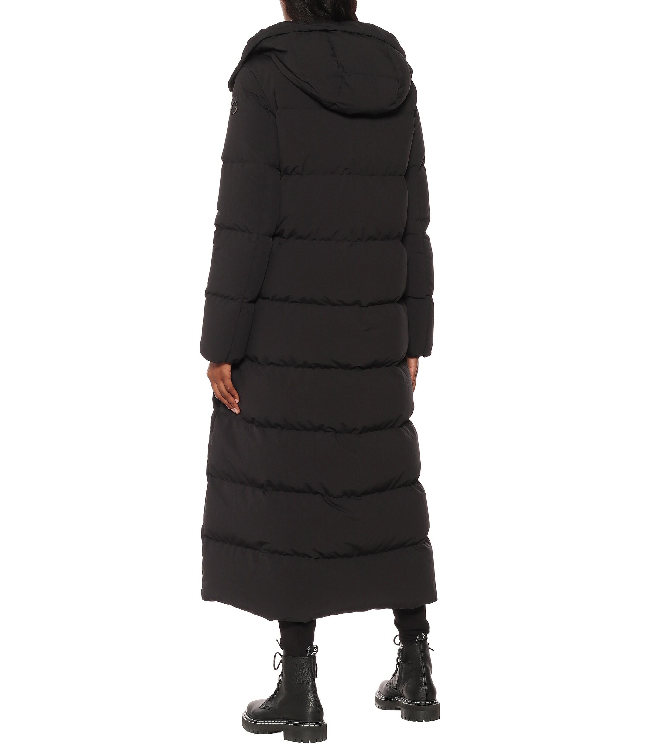 Moncler Goelo Long Hooded Down Coat in Black | Lyst