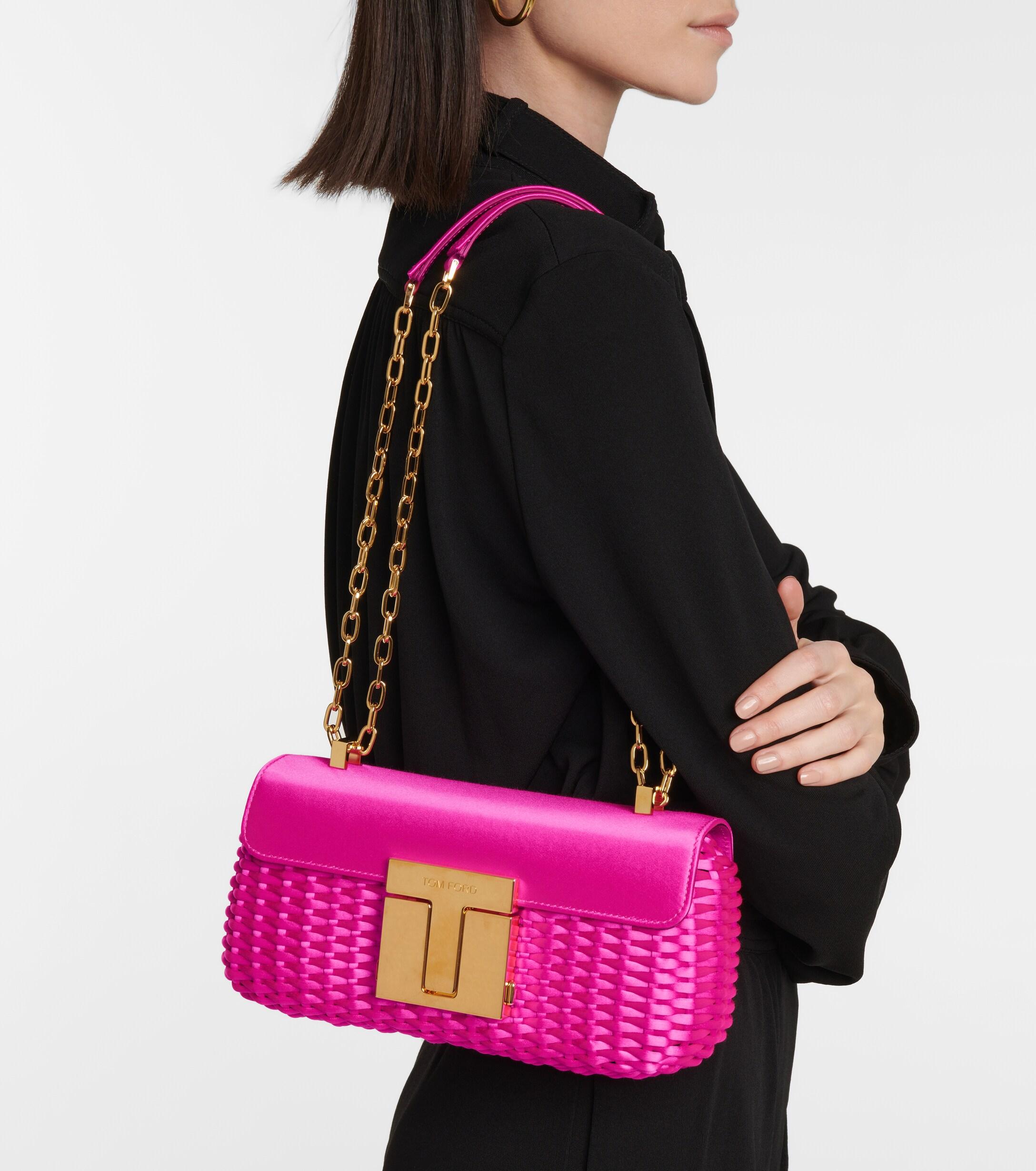 Tom Ford Woven Satin Crossbody Bag in Pink | Lyst