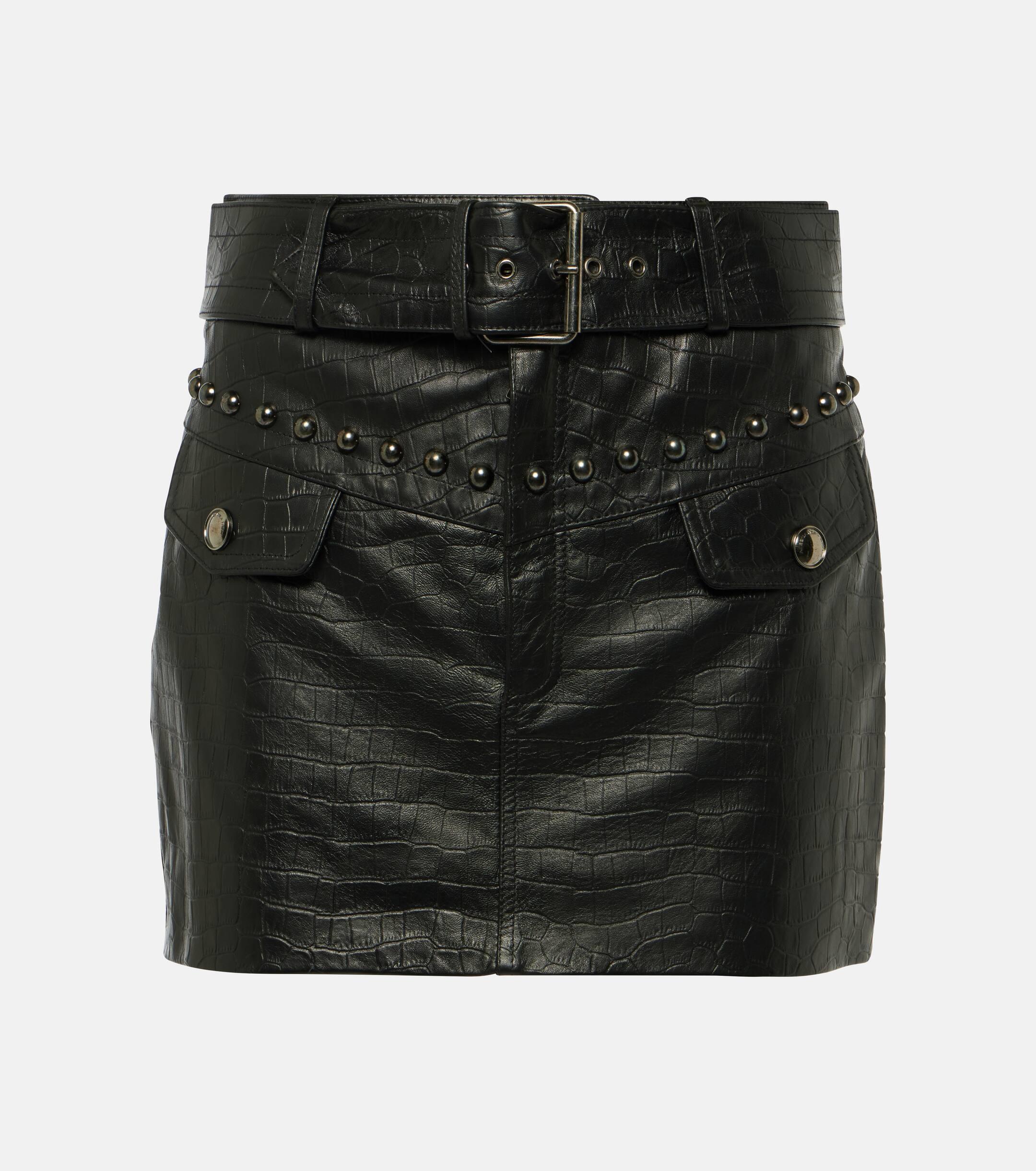 Black Grace corset-waist faux-leather maxi skirt