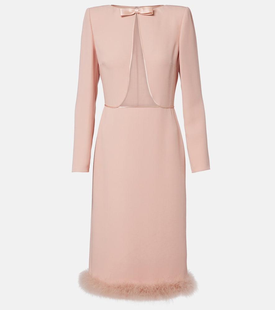 valentino pink cut out dress VALENTINO GARAVANI Cutout bow-embellished wool and silk-bend mini dress