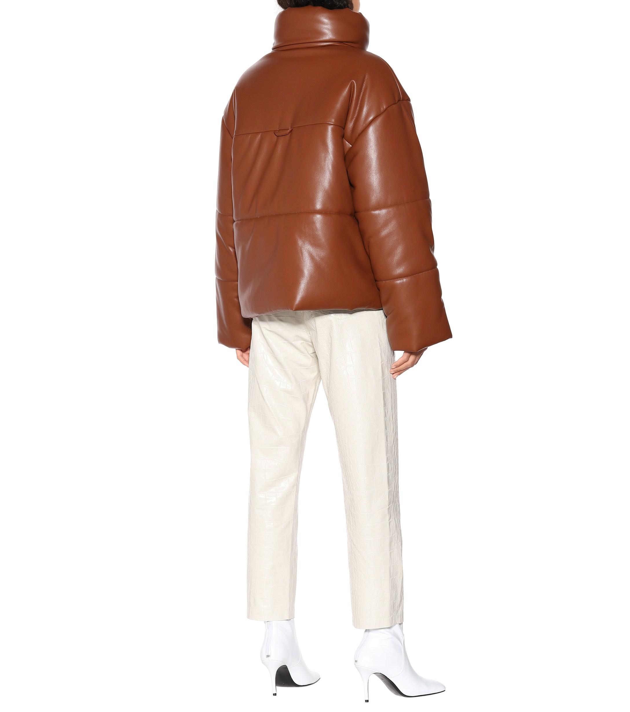 nanushka faux leather puffer