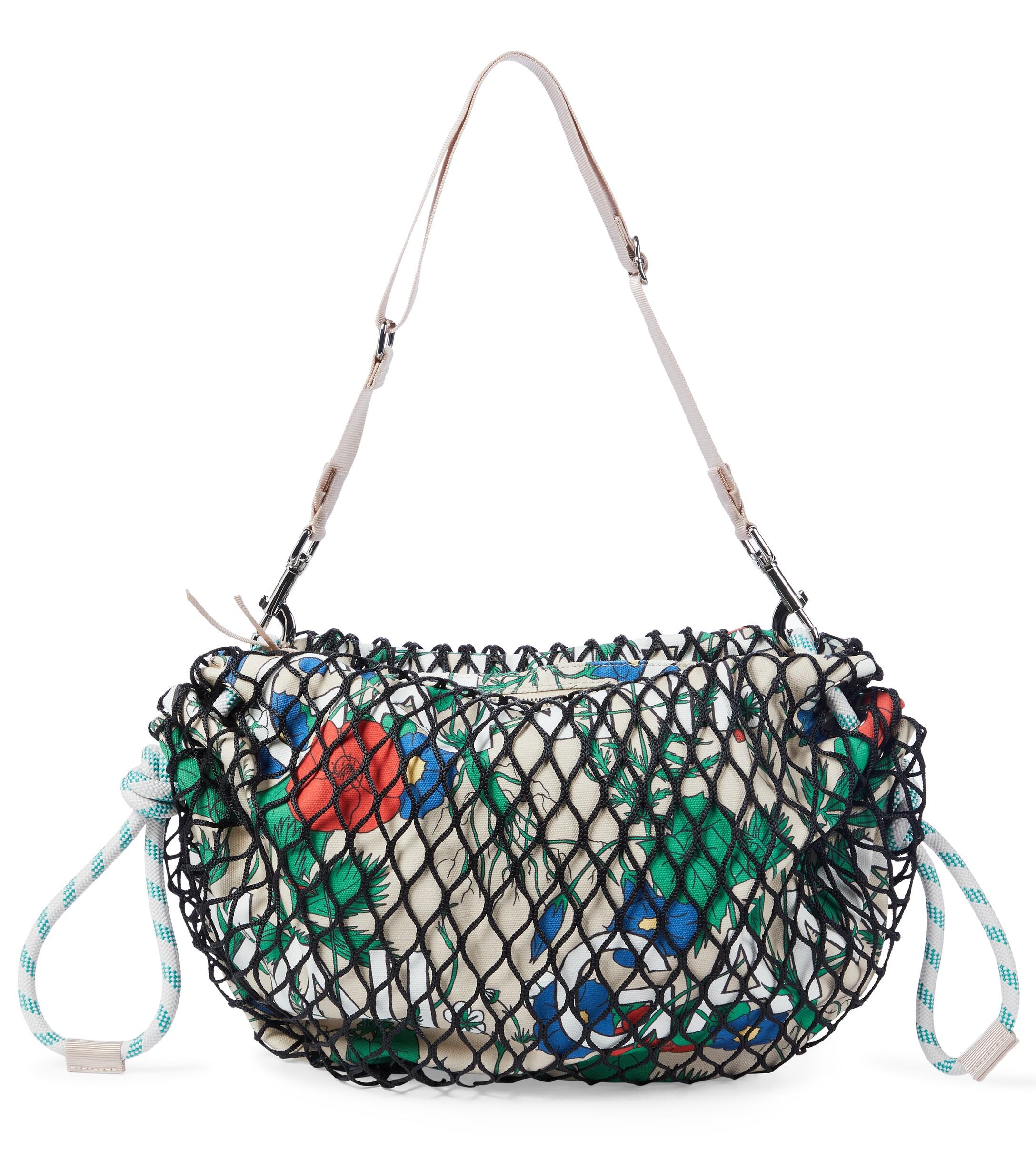 Ganni Fishnet Floral Shoulder Bag in Green Lyst