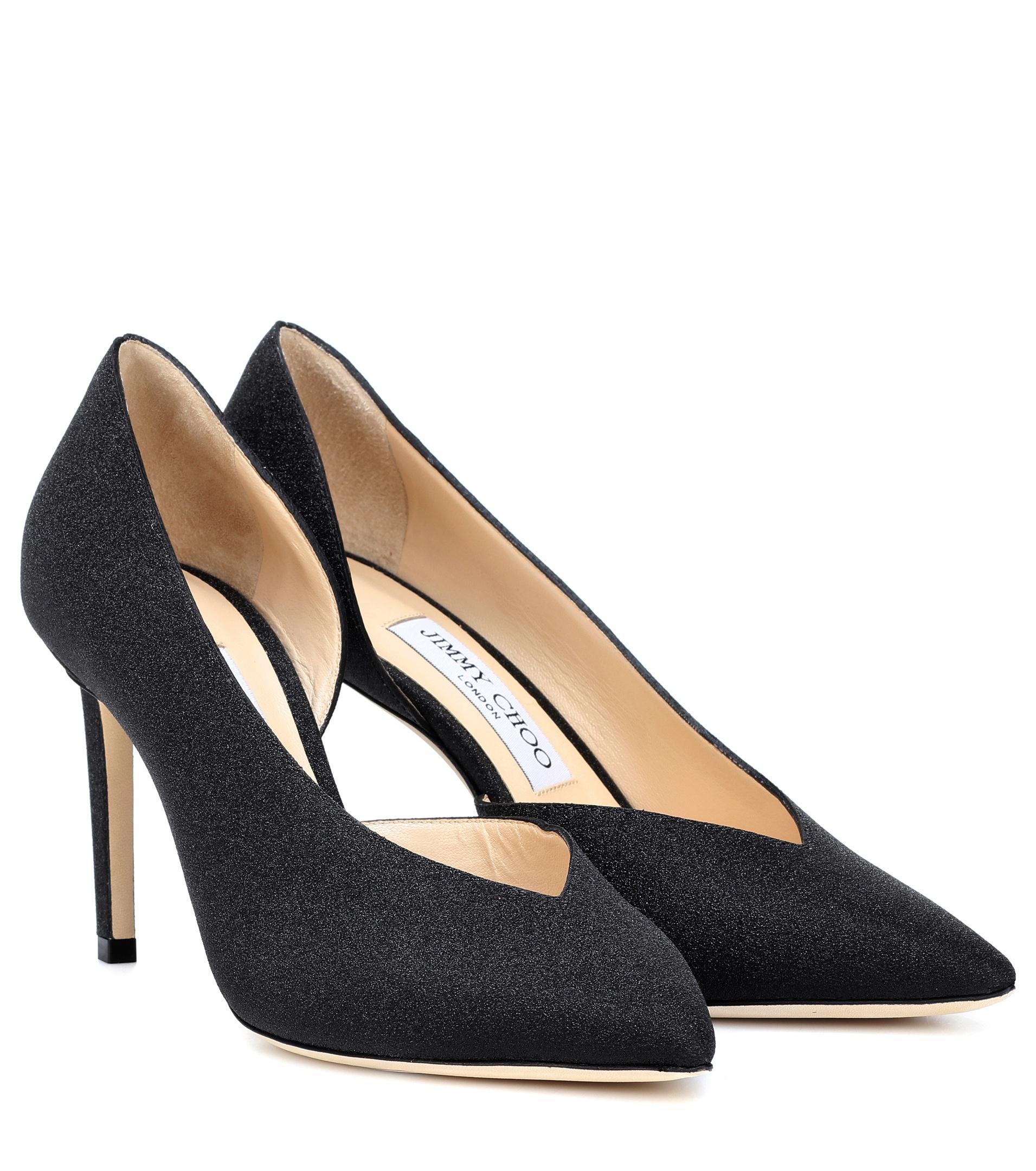 Jimmy Choo Sophia 85 Glitter Leather Pumps in Black - Lyst