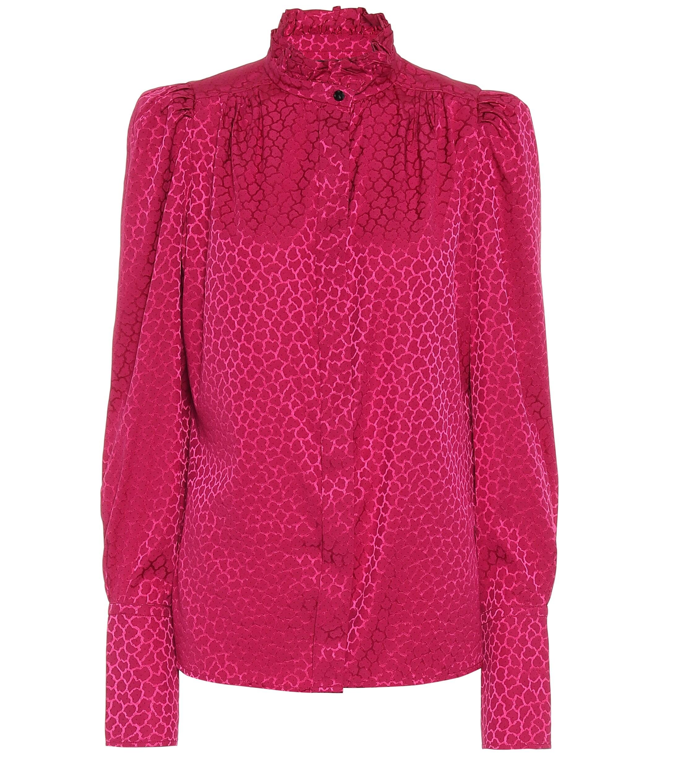Isabel Marant Lamia Stretch-silk Jacquard Blouse in Pink - Lyst
