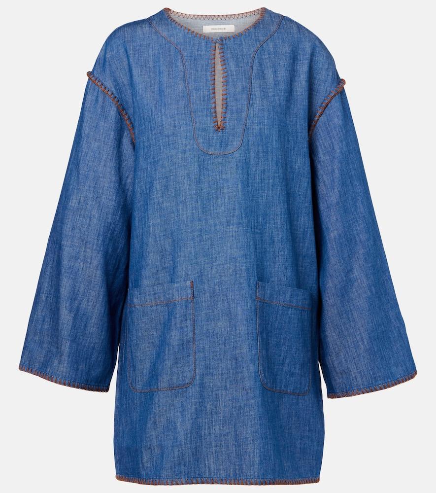 Zimmermann Ascension Denim Minidress in Blue | Lyst