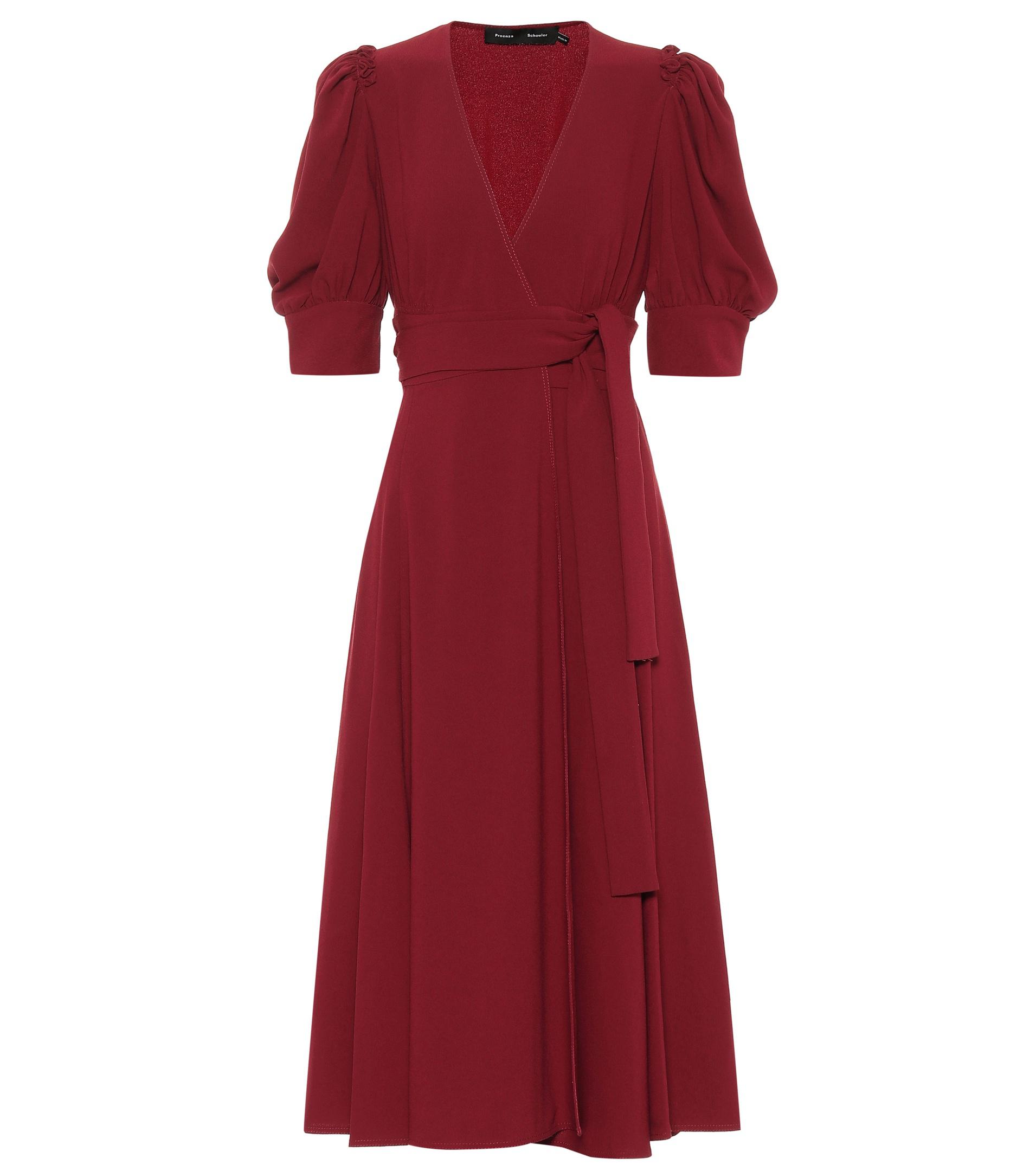 Proenza Schouler Crêpe Wrap Midi Dress in Red - Lyst