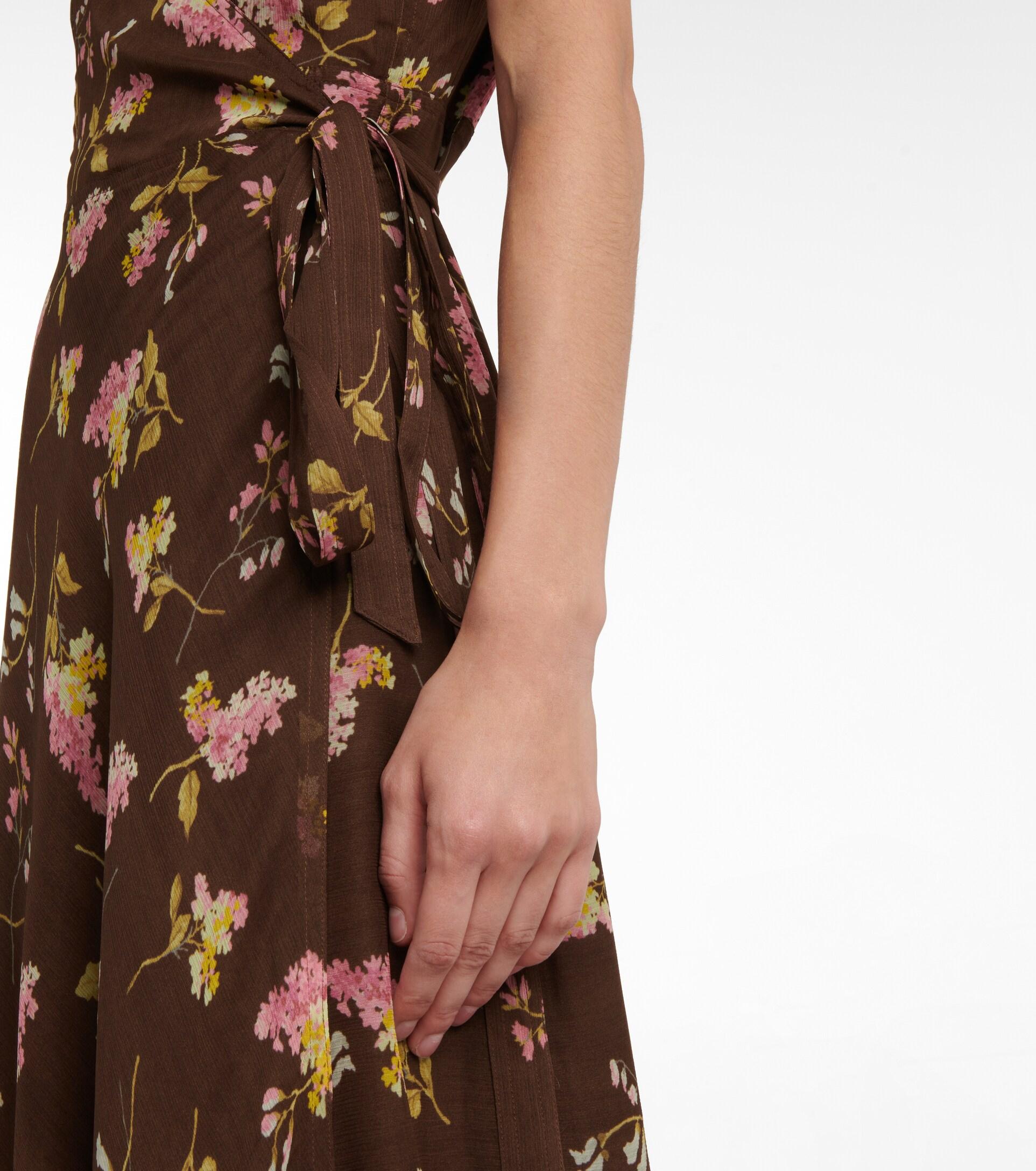 Polo Ralph Lauren Floral Sleeve Midi Dress in Brown