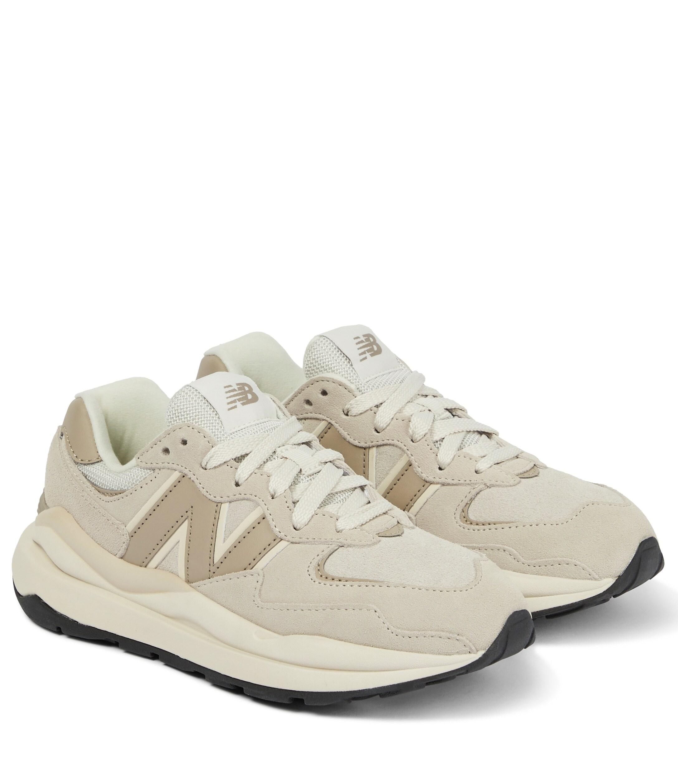 New Balance 57/40 Suede And Leather Sneakers in Natural | Lyst