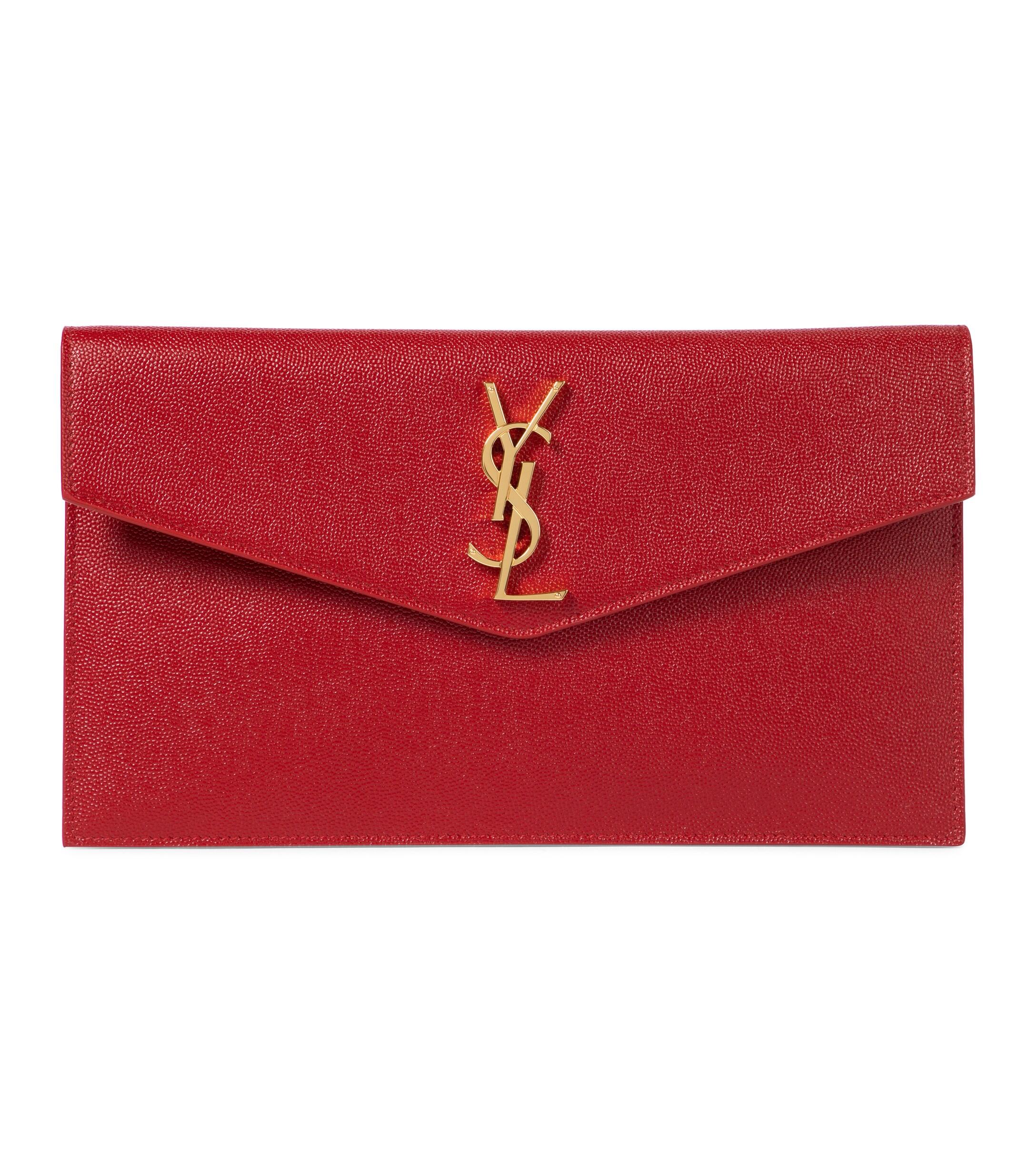 Saint Laurent Uptown Wallet On Chain Mini Leather Rouge Eros in Red