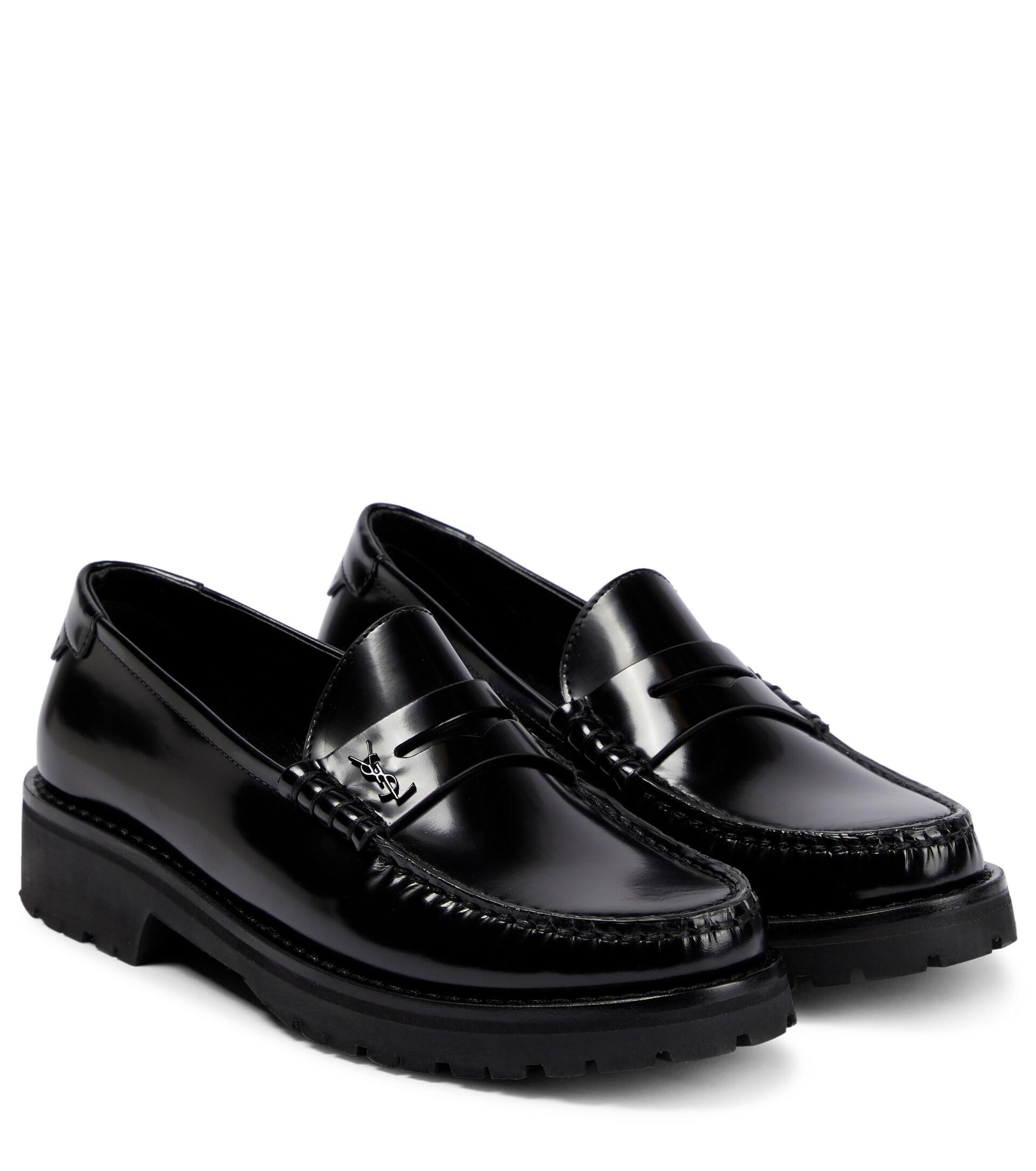Saint Laurent Le Loafer Leather Penny Loafers in Black | Lyst