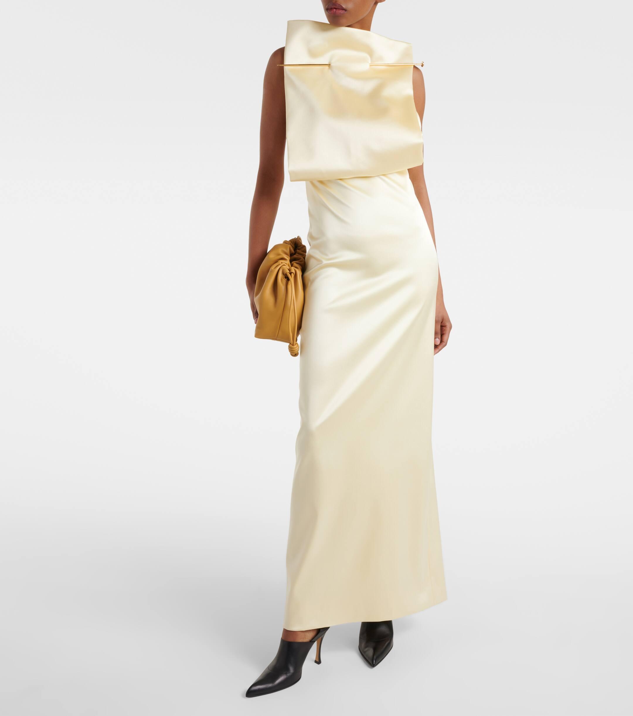 Loewe Pin Silk-Blend Satin Gown in Metallic | Lyst UK