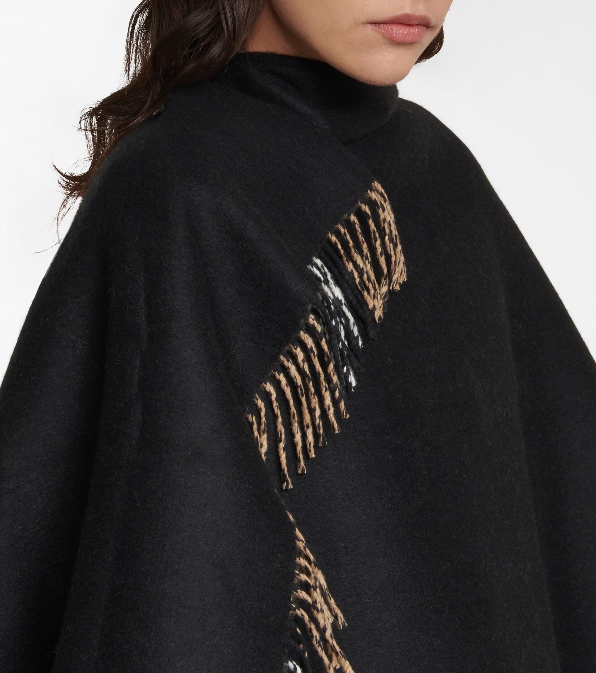 Burberry Reversible Cashmere And Wool Cape in Black | Lyst