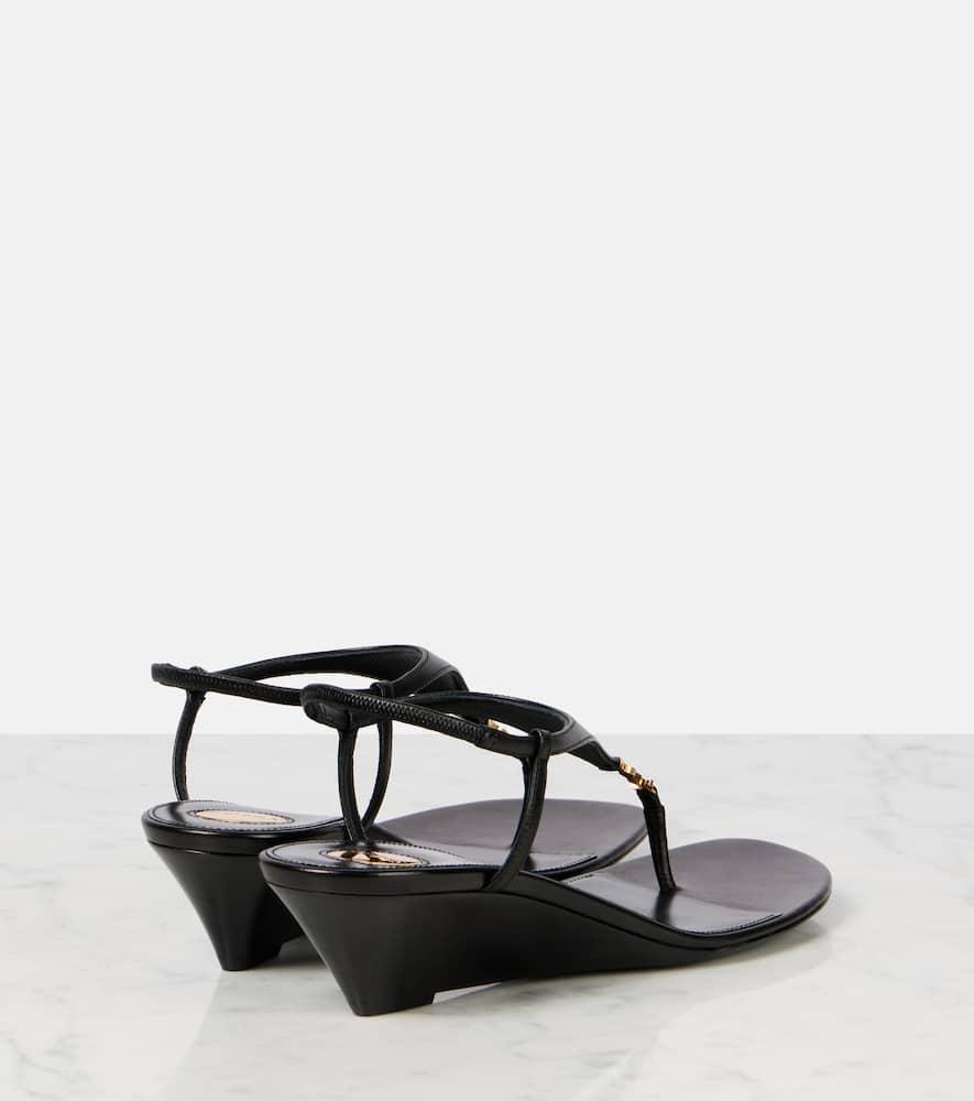 Saint Laurent Cassandre 40 Leather Wedges in Black | Lyst Canada