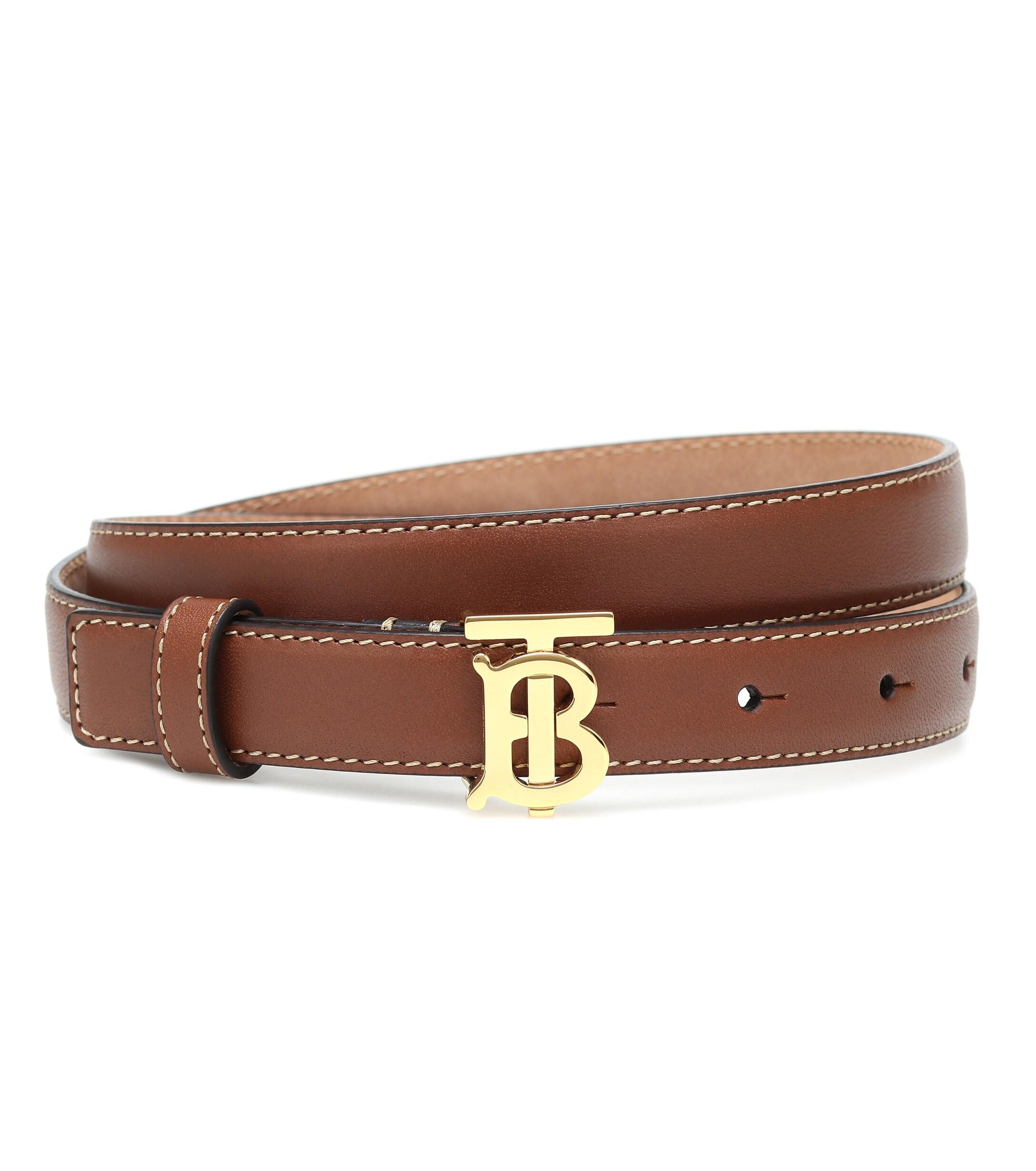 Burberry Tb Leather Belt in Brown - Lyst