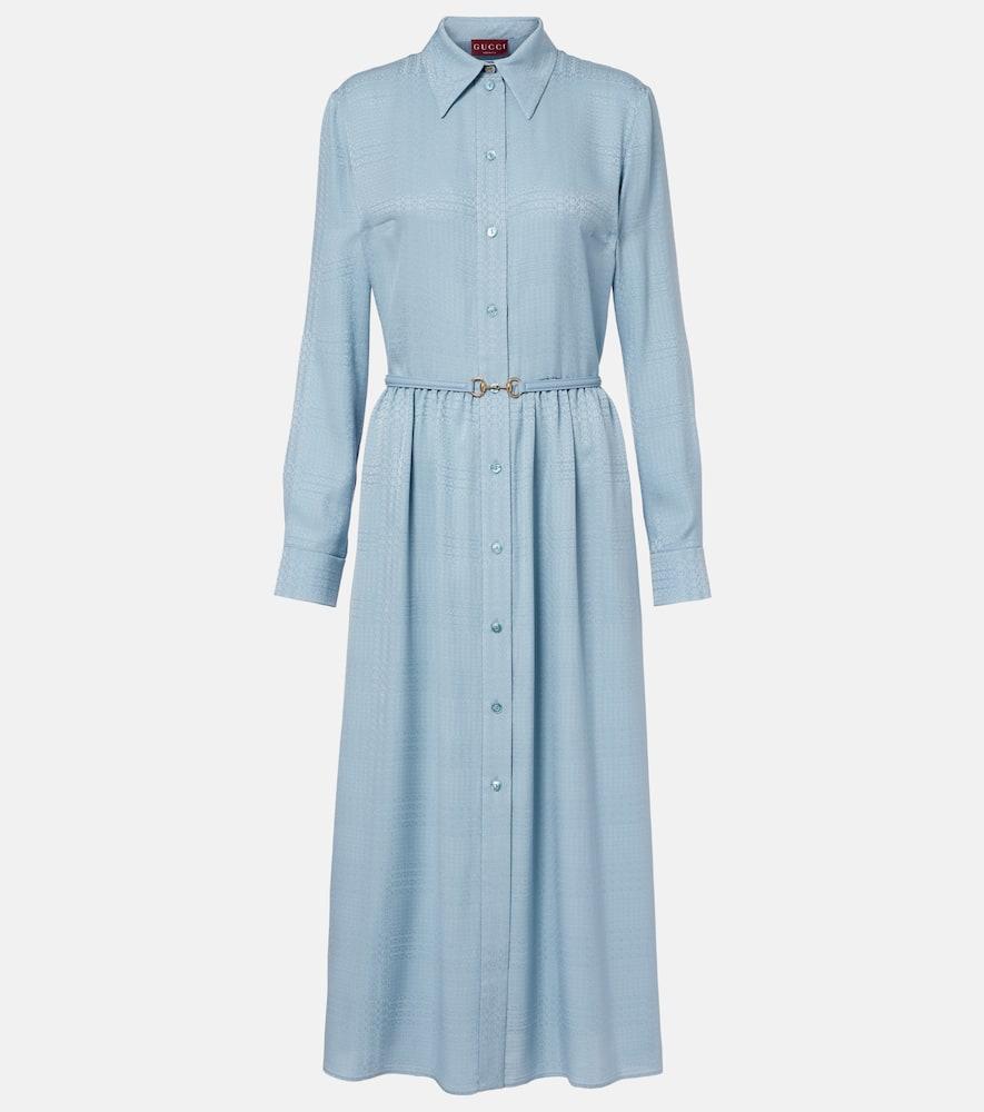 gucci light blue dress Blue GG Lamé Dress With Detachable Collar main image 0