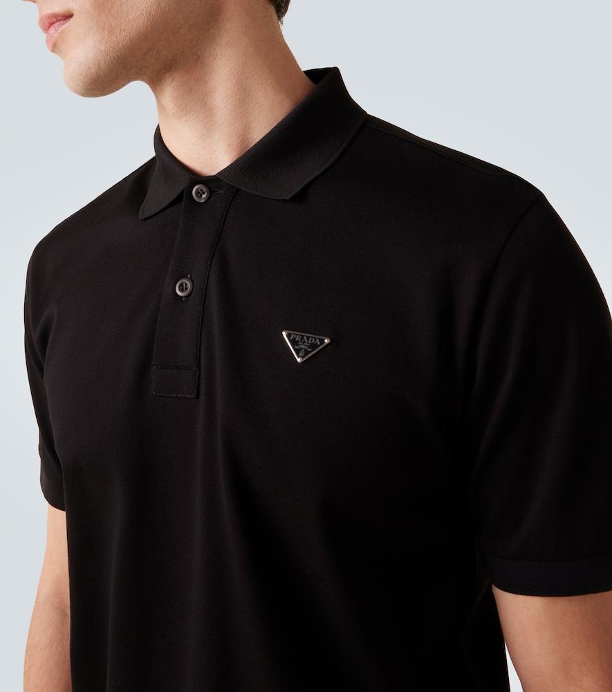 Prada Triangle-Logo Cotton-Piqué Polo Shirt Xxl in Black for Men