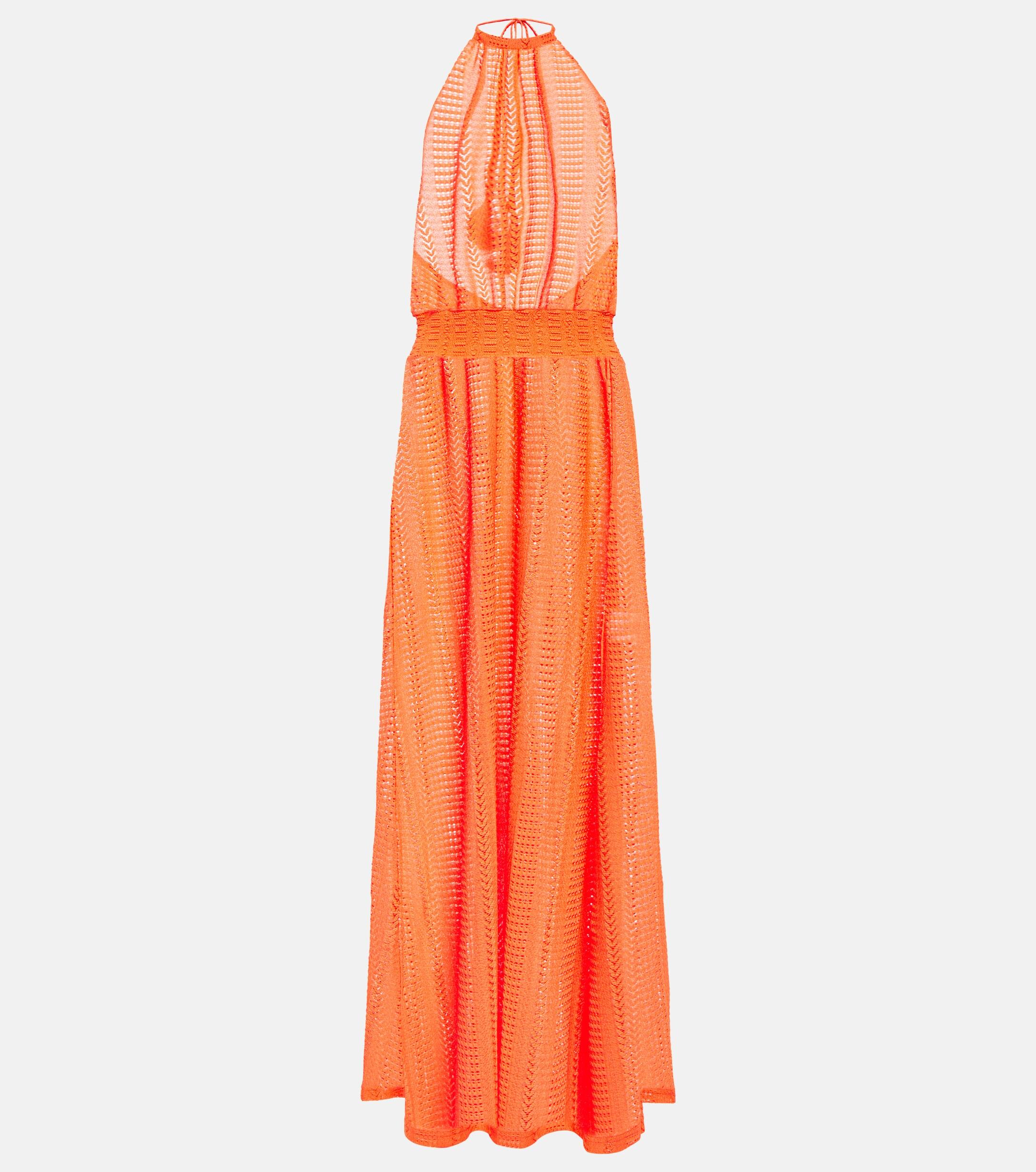 Melissa Odabash Maeva Halter-neck Maxi Dress in Orange | Lyst UK