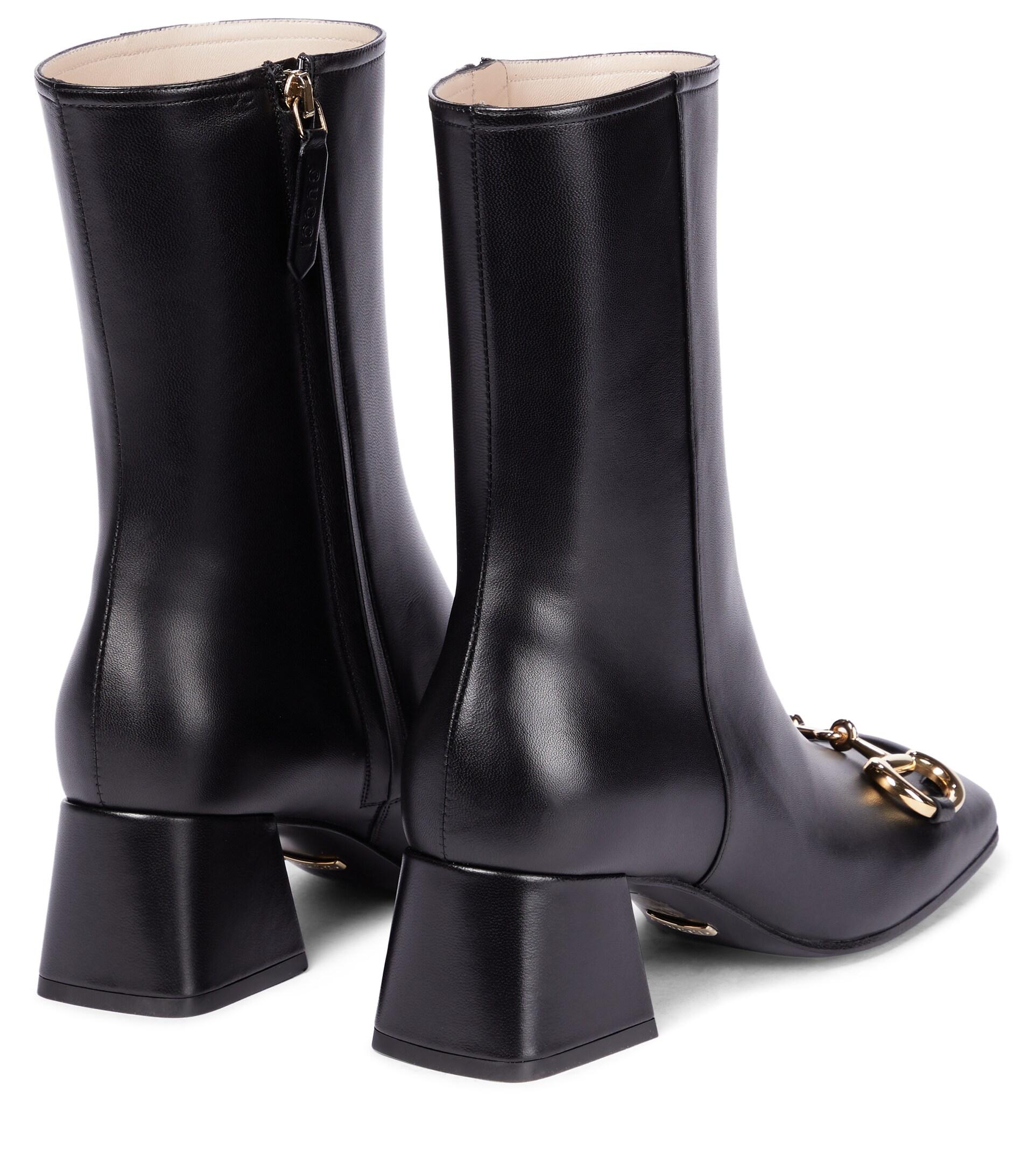 Gucci black leather ankle boots sales
