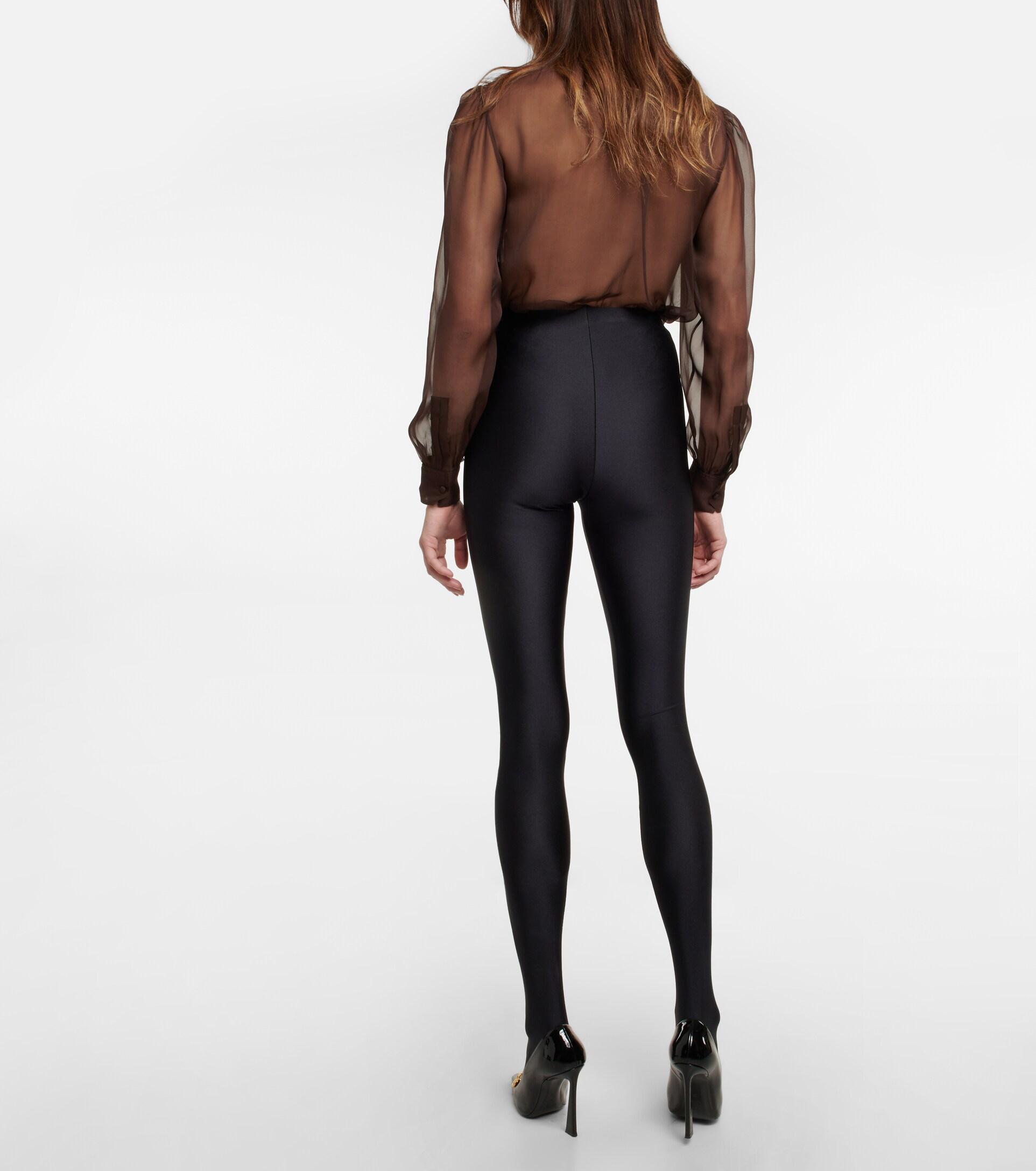 Black Logo-embroidered jersey leggings, Saint Laurent