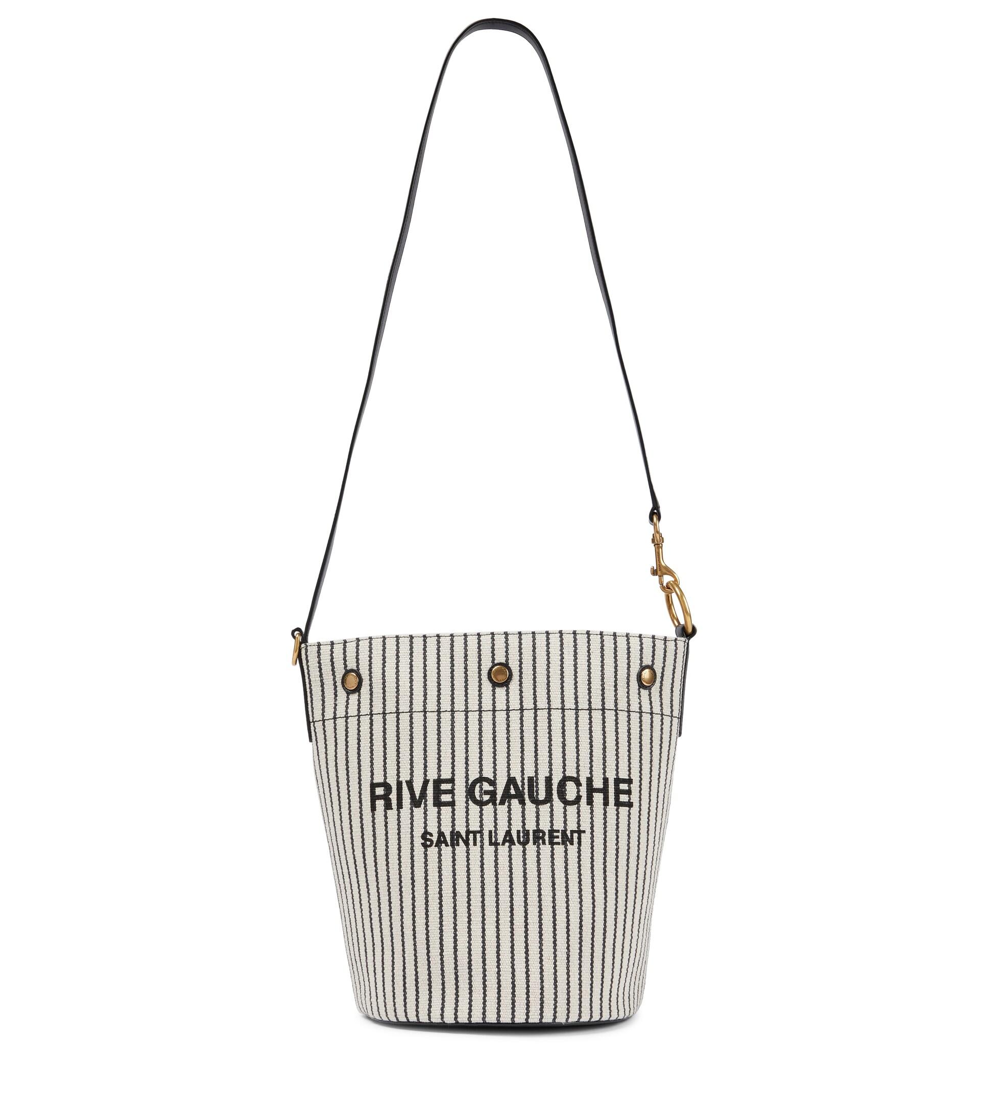 Saint Laurent Rive Gauche Striped Canvas Bucket Bag