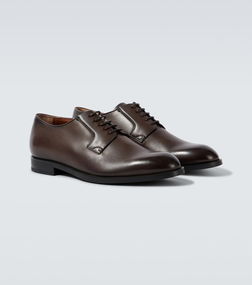 Ermenegildo Zegna Chestnut Brown Leather Derby Shoes s-l400.jpg main image 2