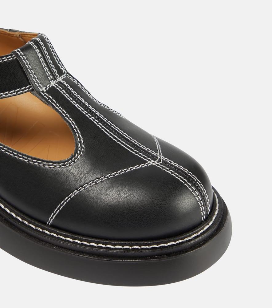 Ganni Everyday Buckle Faux-leather Mary Janes in Black | Lyst