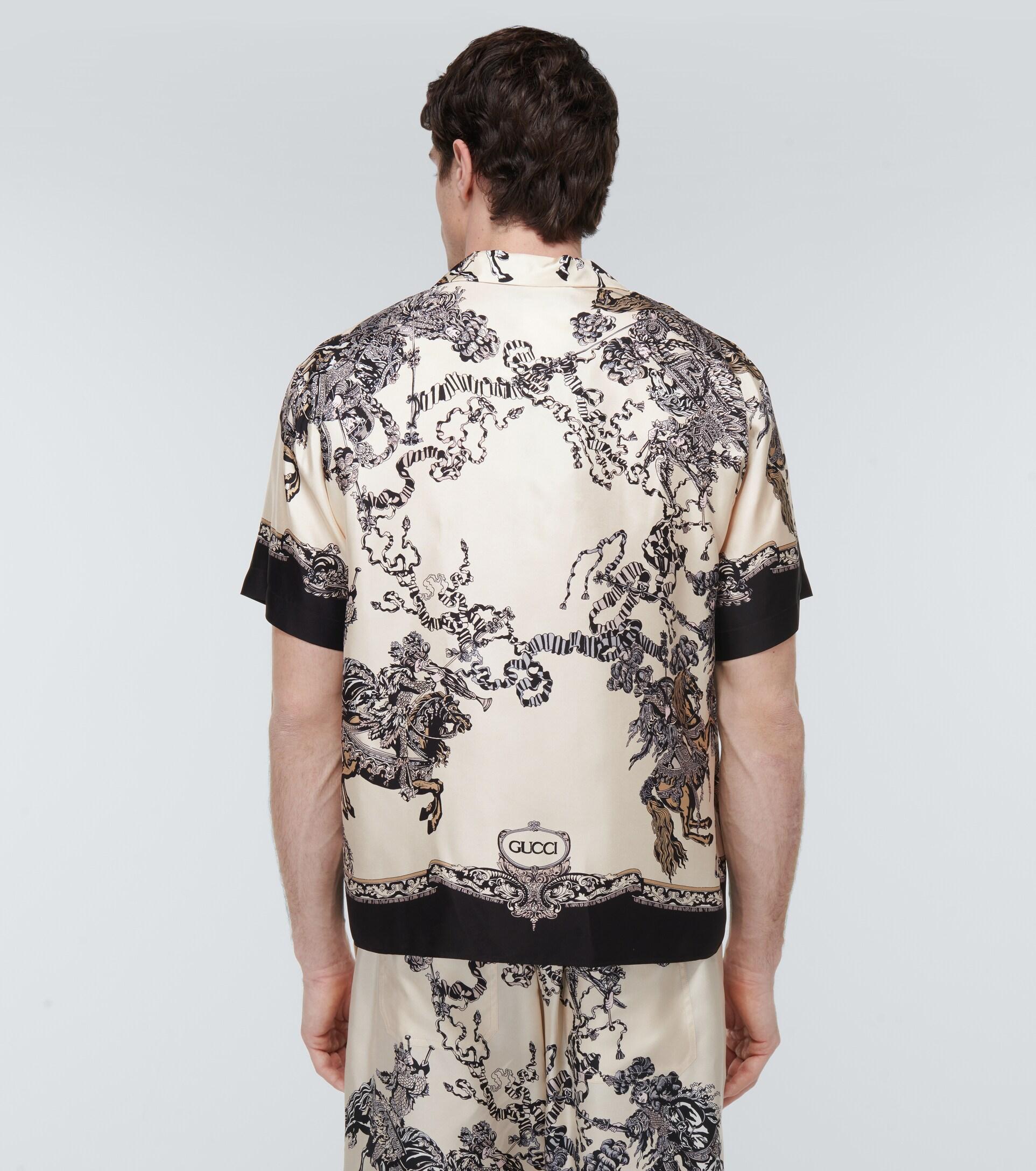 Gucci Printed Silk Twill Bowling Shirt in Black for Men | Lyst