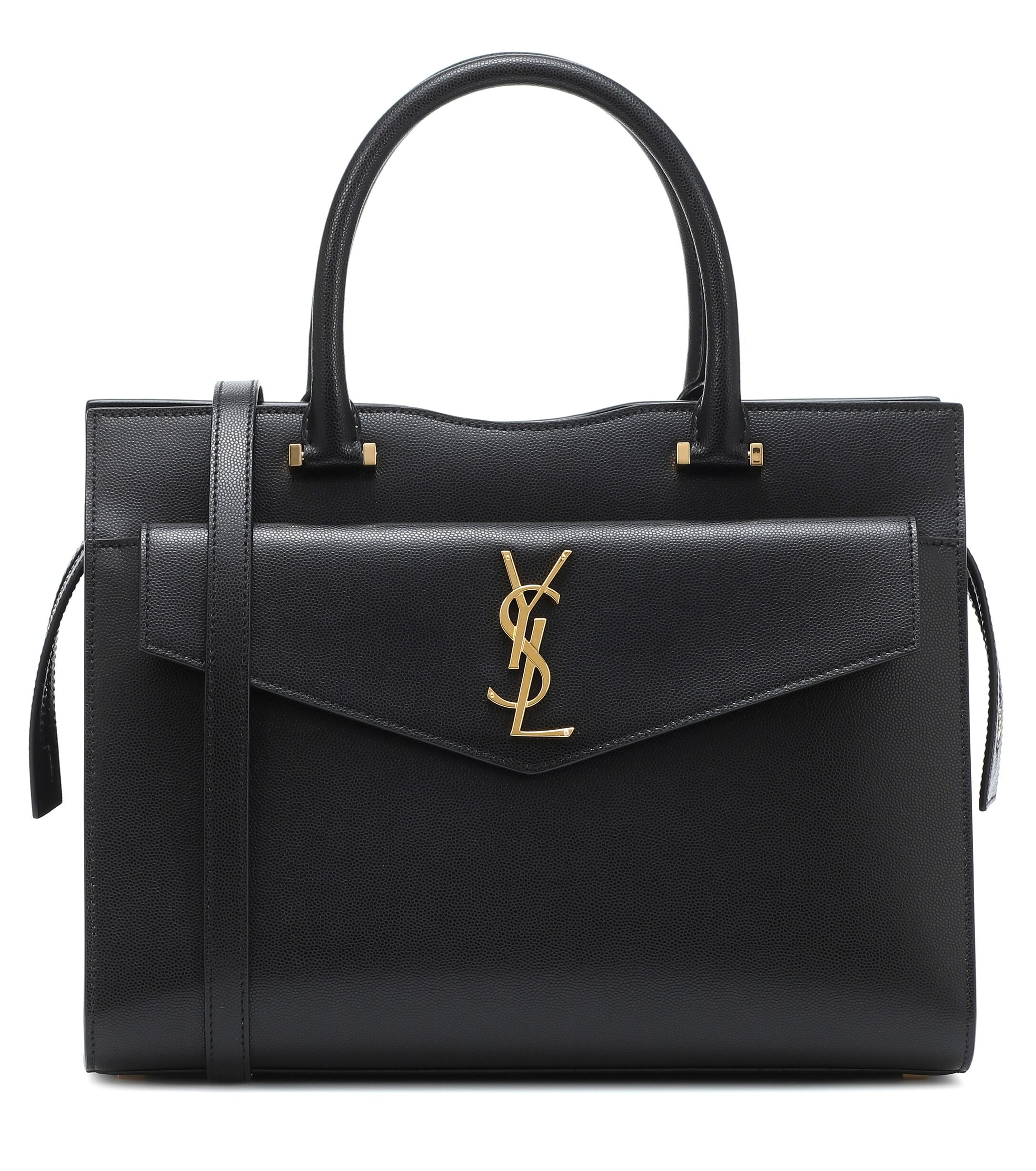Saint Laurent Uptown Medium Leather Tote in Black Lyst