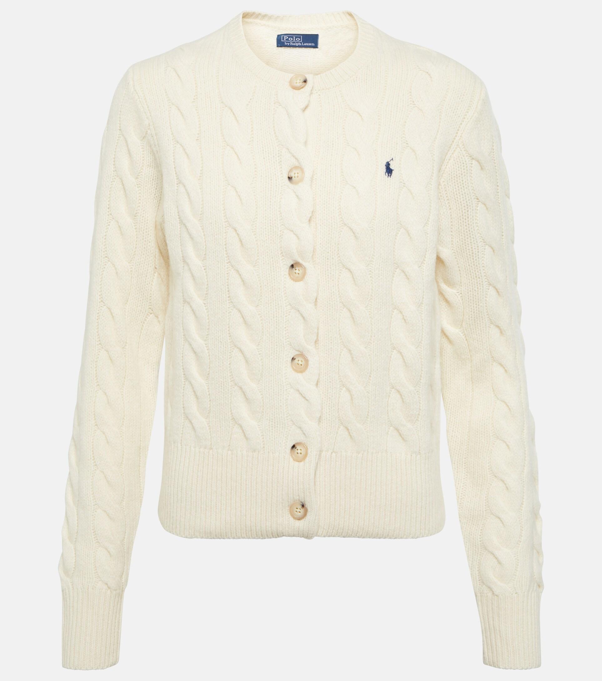 Polo Ralph Lauren Cable-knit Wool And Cashmere Cardigan in Natural | Lyst