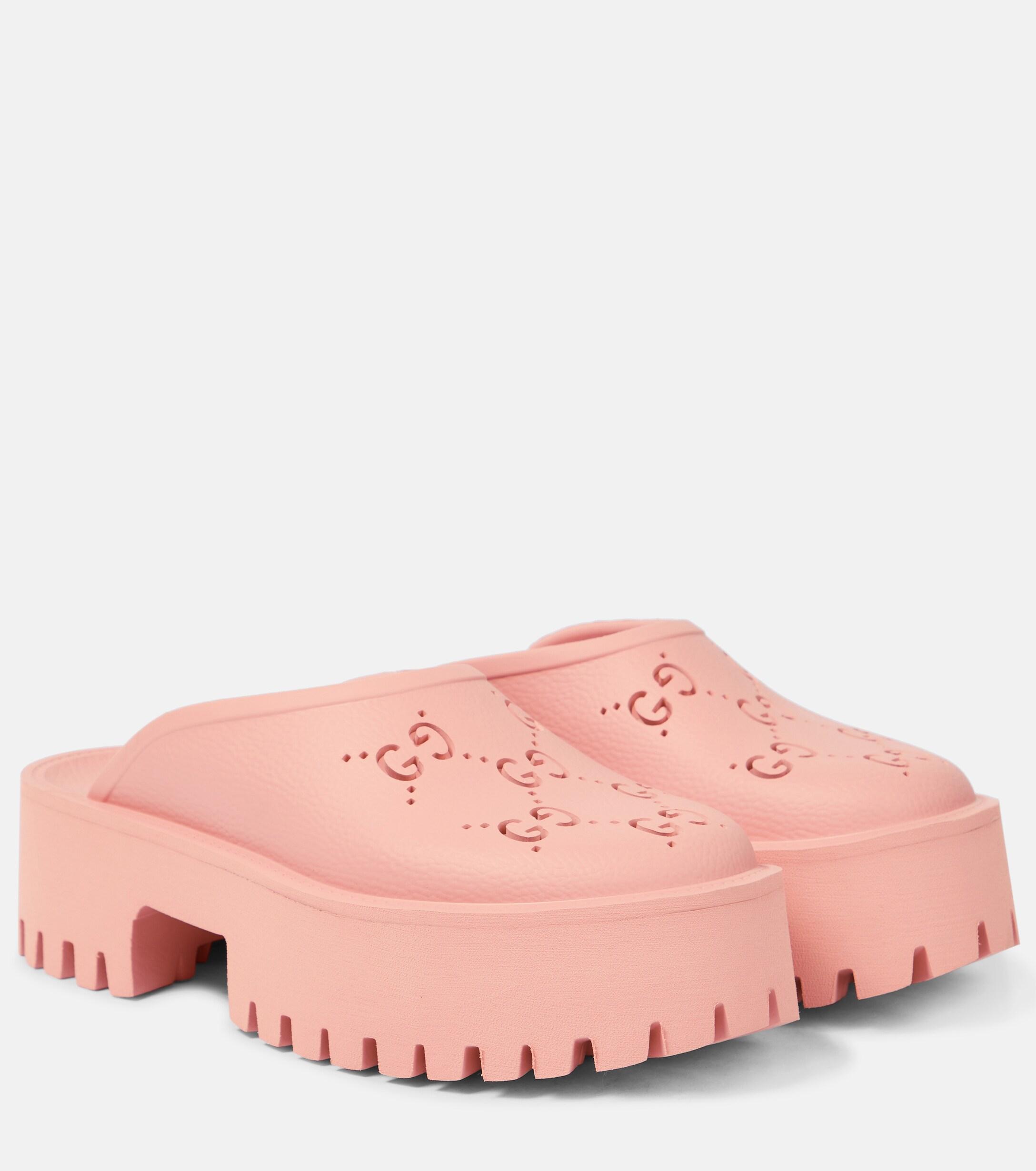 Pink gucci shop slip ons