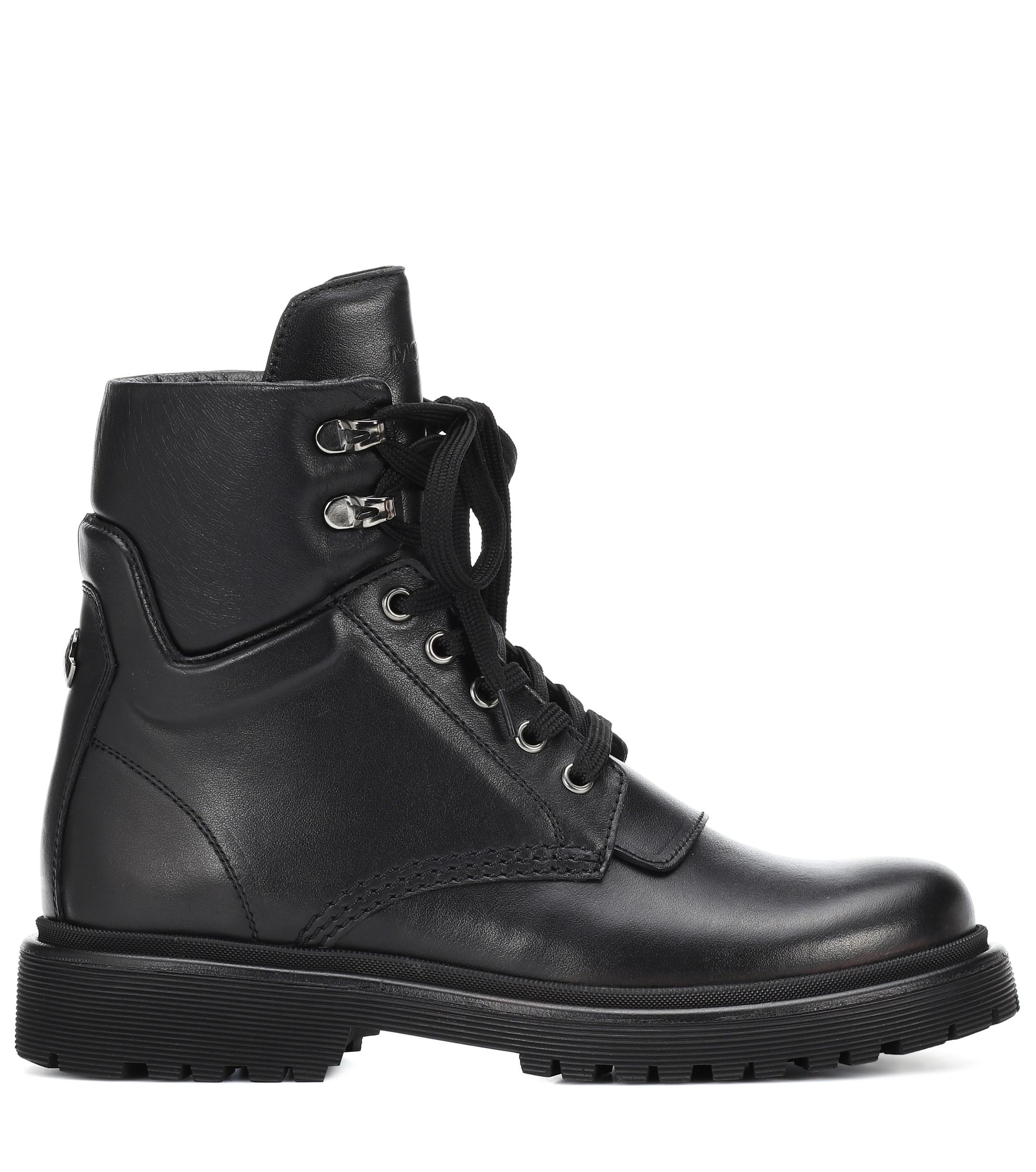Moncler Patty Leather Ankle Boots in Black | Lyst