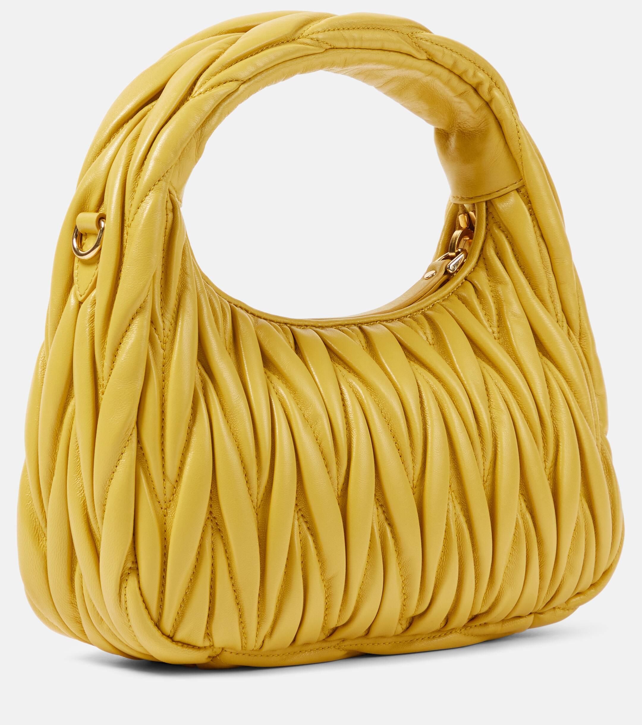 Miu Miu Wander Small Matelasse Leather Shoulder Bag in Yellow Lyst UK