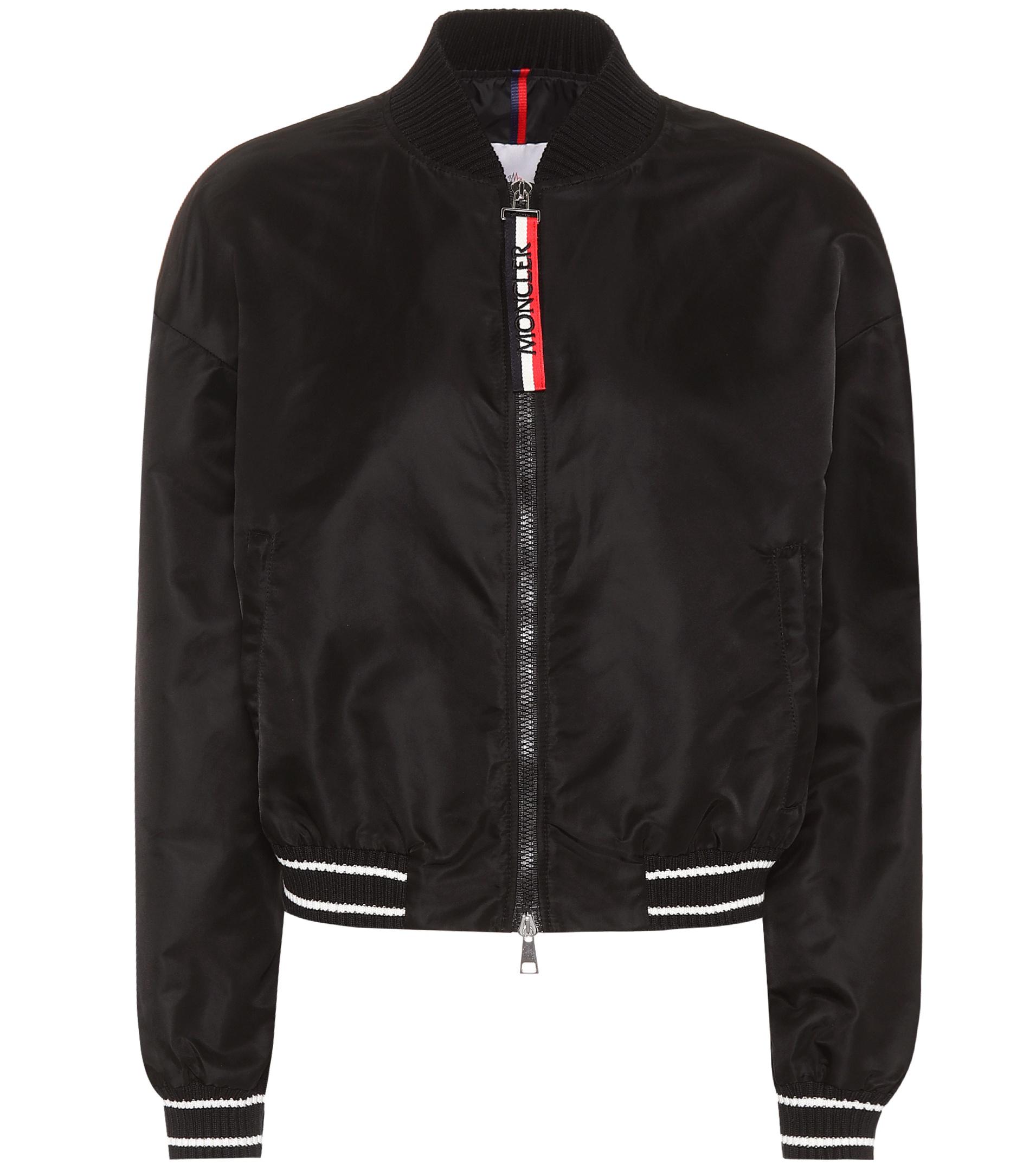 Moncler Actinote Satin Bomber Jacket in Black - Lyst