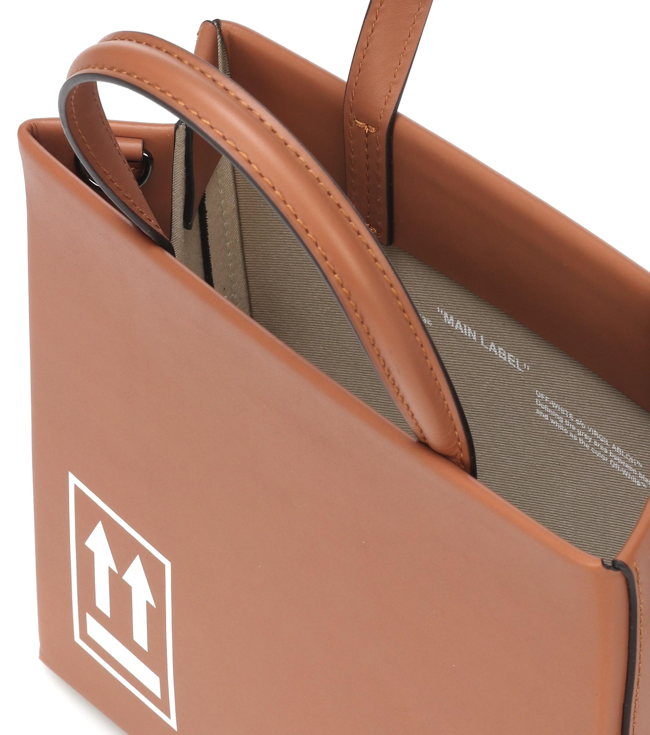Off White c o Virgil Abloh Mini Box Leather Shoulder Bag in Brown
