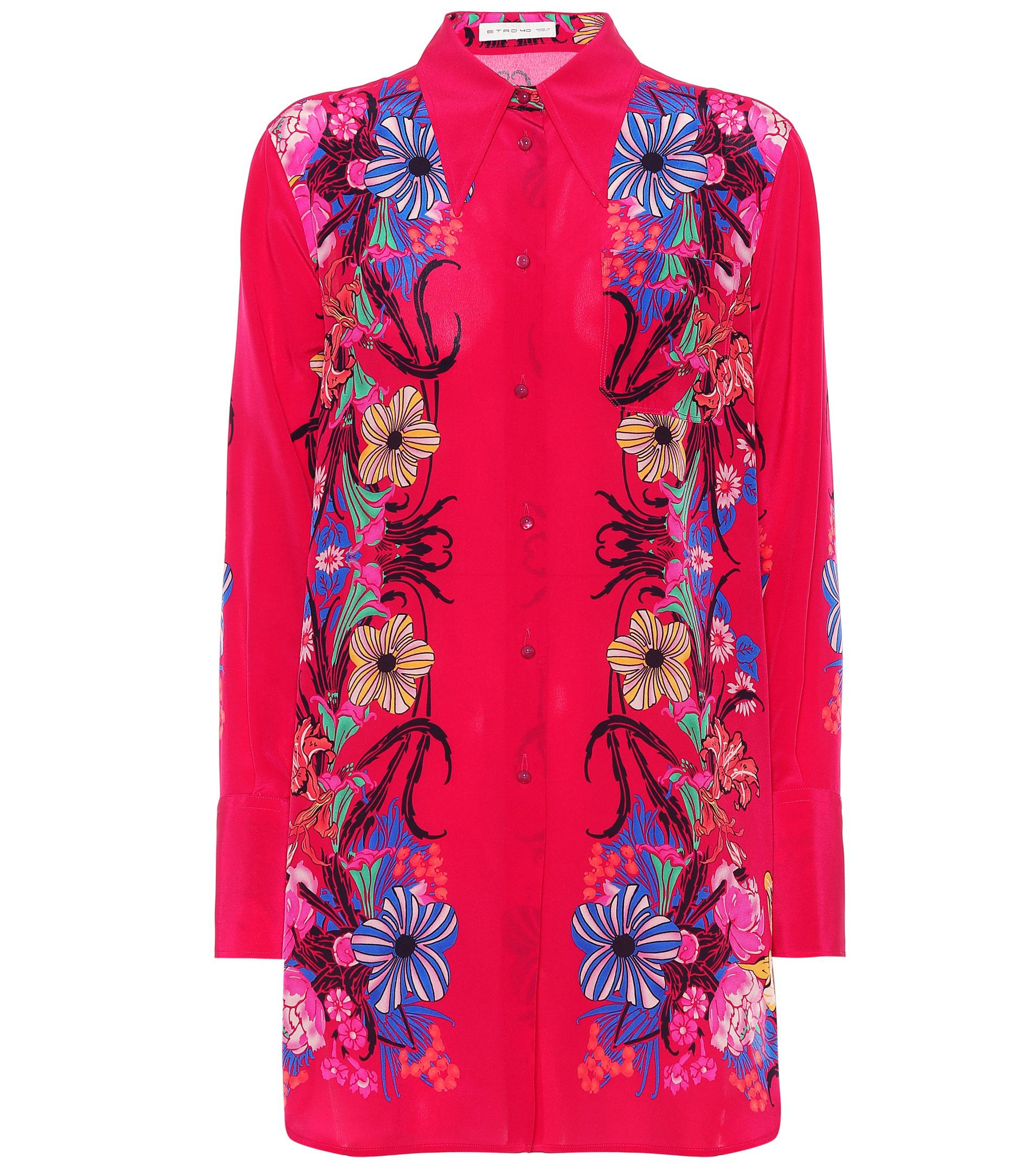 Etro Floral Silk Tunic Blouse in Pink - Lyst