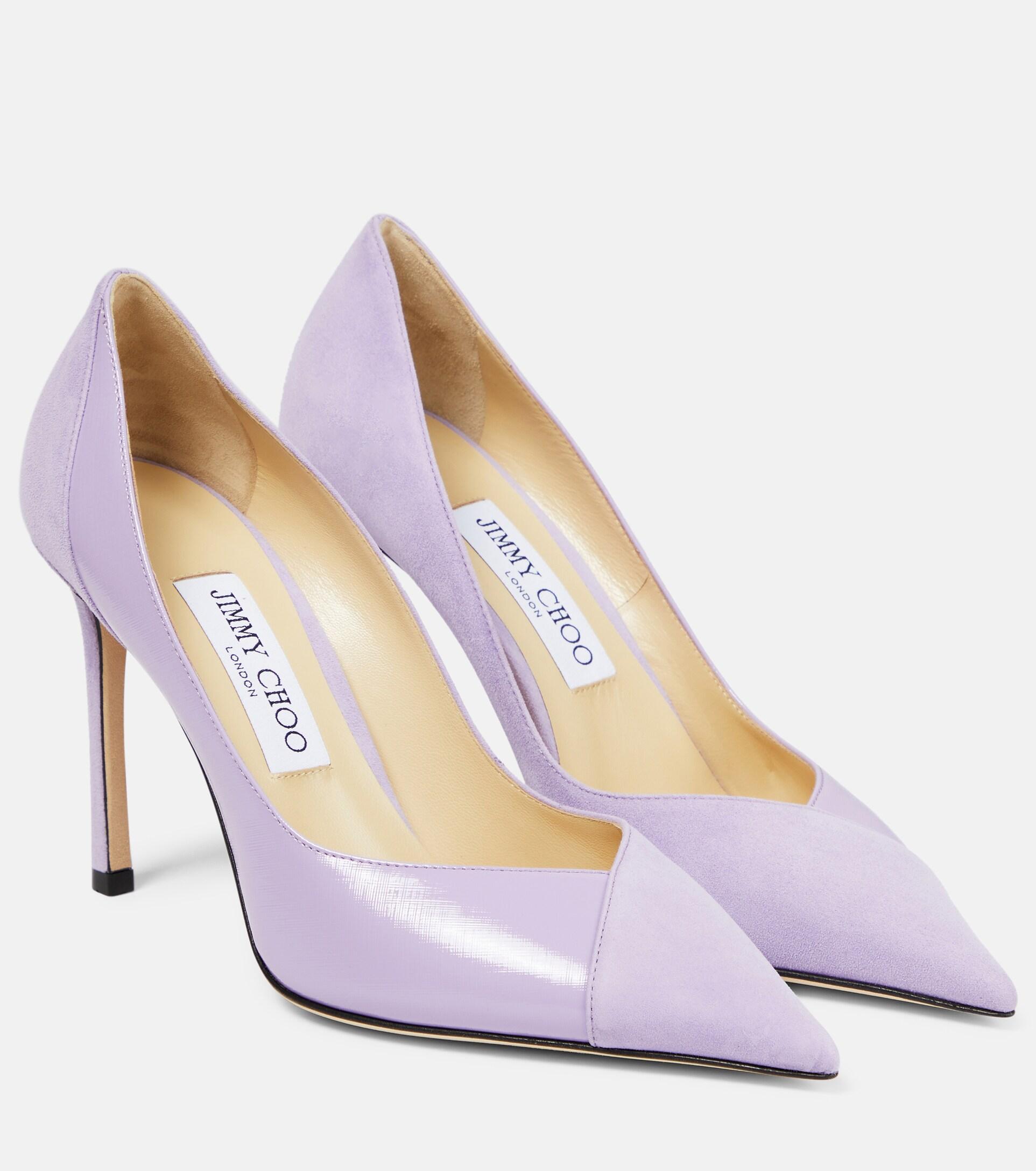 Jimmy Choo Cass Suede And Patent Leather Pumps in Pink | Lyst