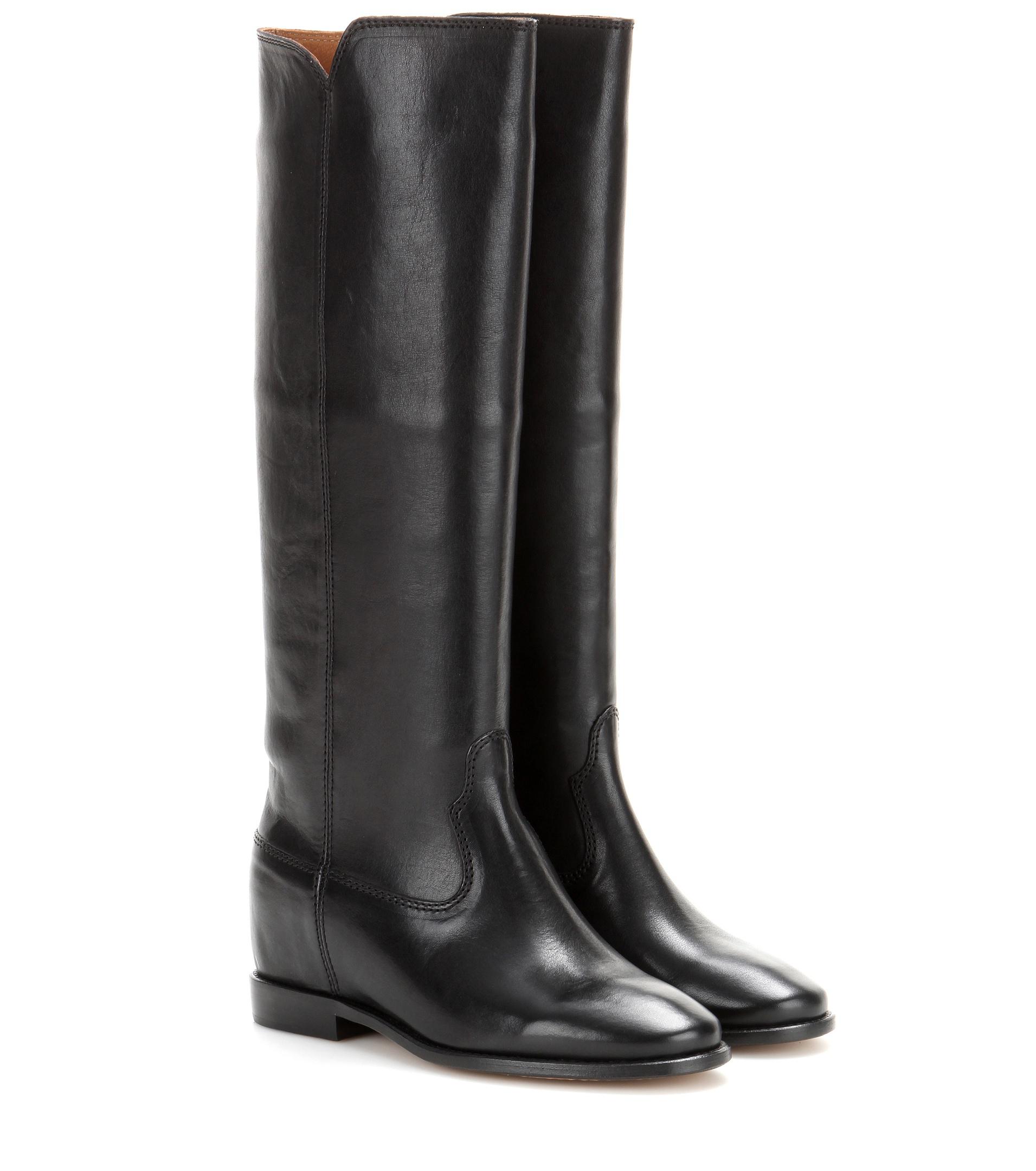 Isabel Marant Chess Leather Boots in Black - Lyst