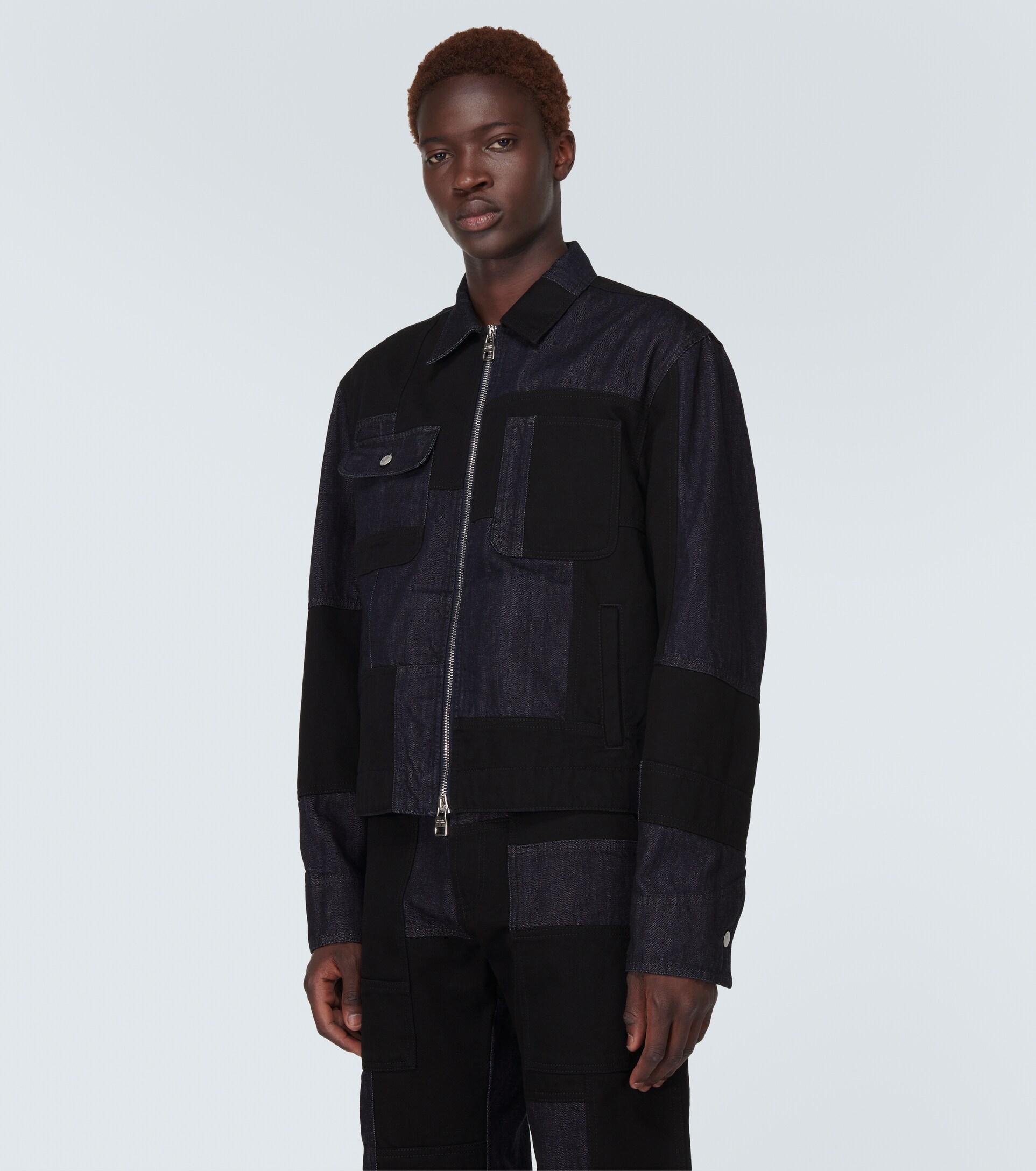 Alexander McQueen Patchwork Zip-up Denim Jacket in Black for Men