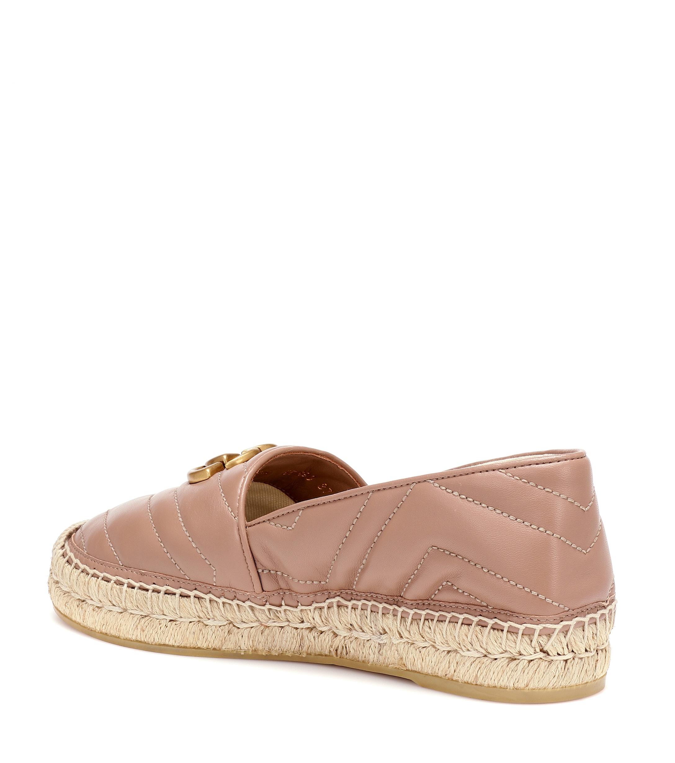 Gucci Marmont MatelassÃ© Leather Espadrilles in Pink - Save 6% - Lyst