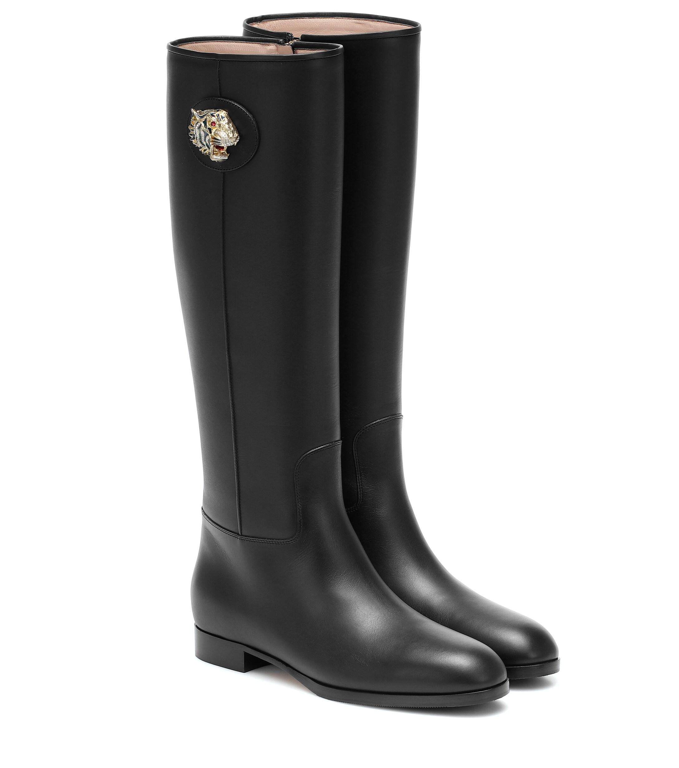 Gucci Leather Knee-high Boots in Black - Lyst
