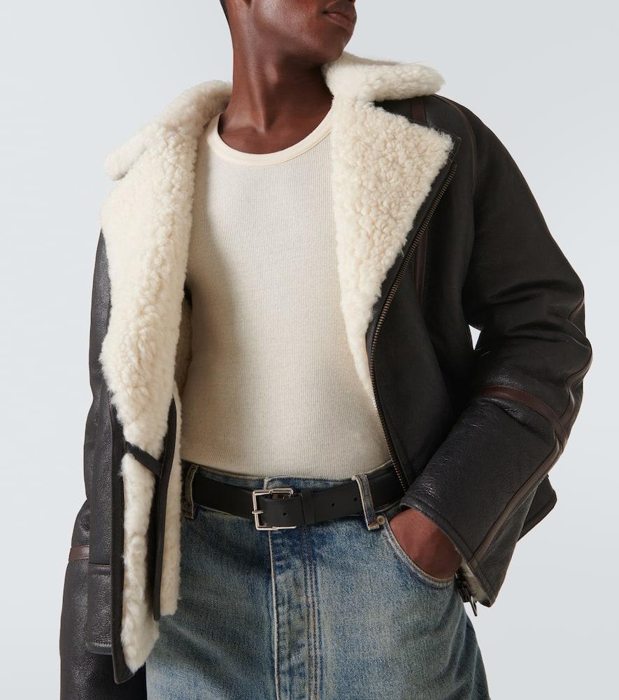 ムートン・ファーコート LOEWE SHEARLING LEATHER JACKET LOEWE Leather Shearling Jacket | Black | FARFETCH