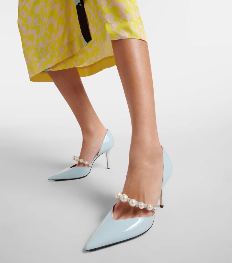 Jimmy Choo Aurelie 85 Embellished Patent Leather Pumps in