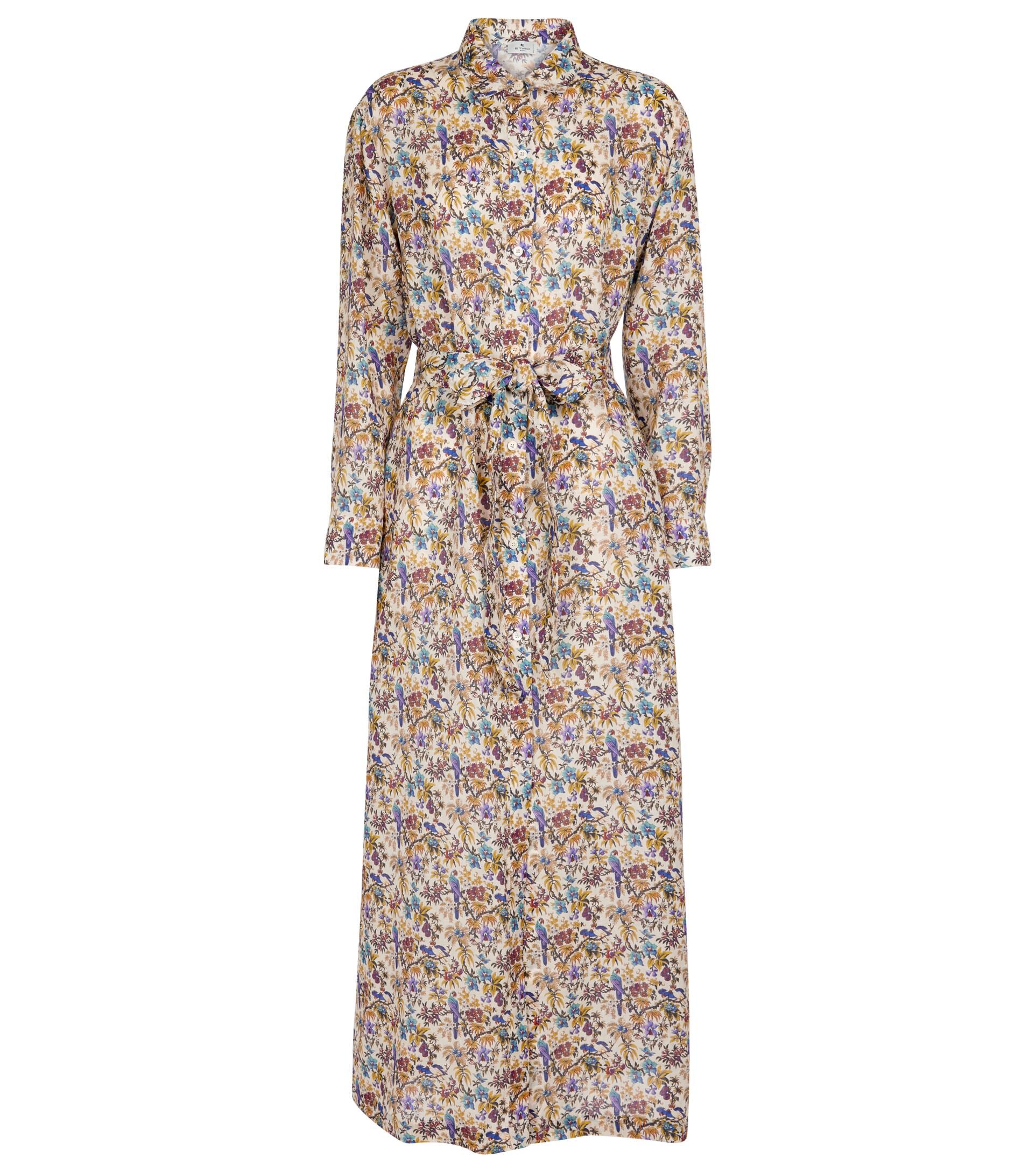 Etro Floral Ramie Maxi Shirt Dress in Natural | Lyst