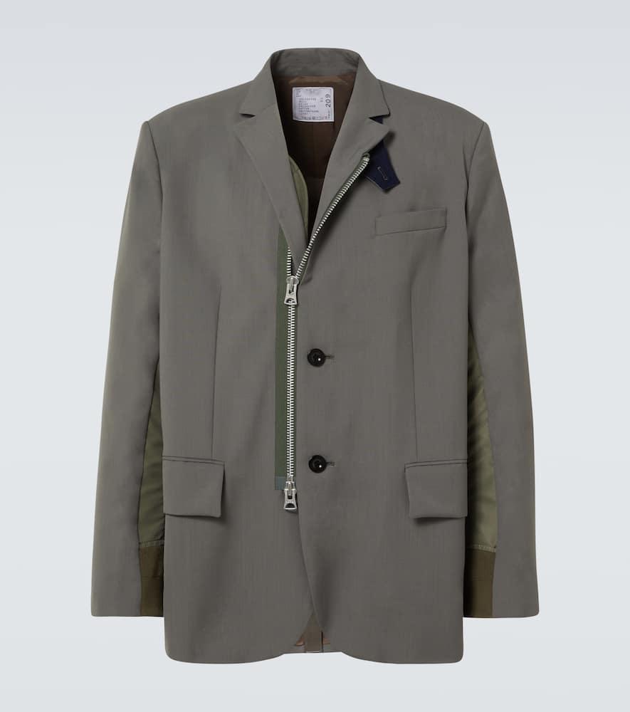 ジャケット・アウター Sacai gray panel tailored jacket 22aw Sacai 22aw Gray Panel Tailored Jacket