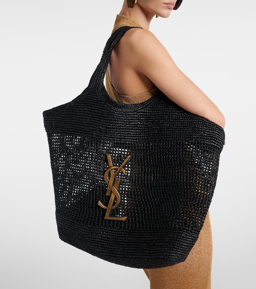 Saint Laurent Icare Cassandre Maxi Crochet Raffia Tote Bag
