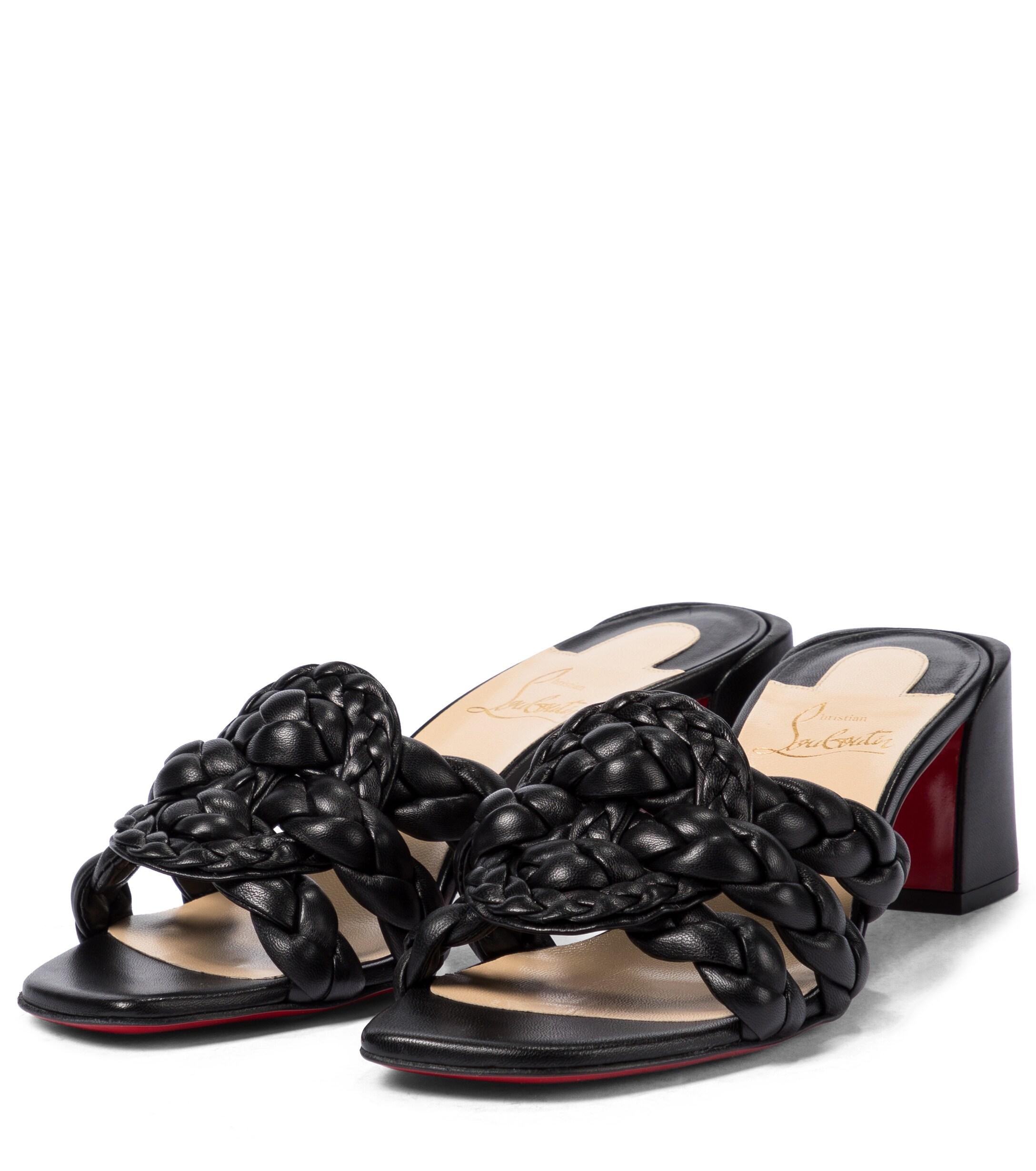 Christian Louboutin ELLA Braided Leather Suede Strappy Flat Sandals Shoes  $695