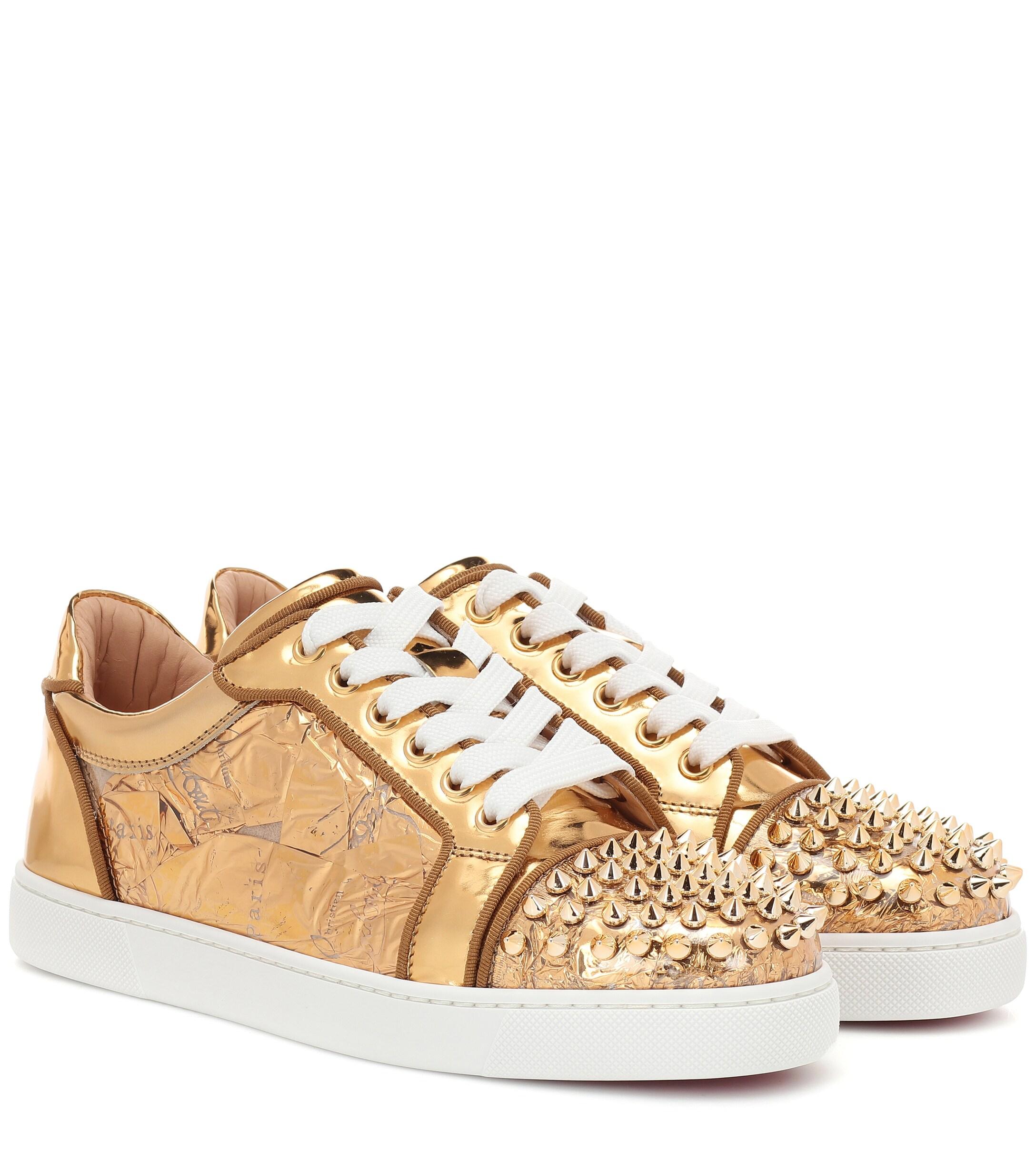 Christian Louboutin Vieira Spikes Embellished Leather Sneakers in 
